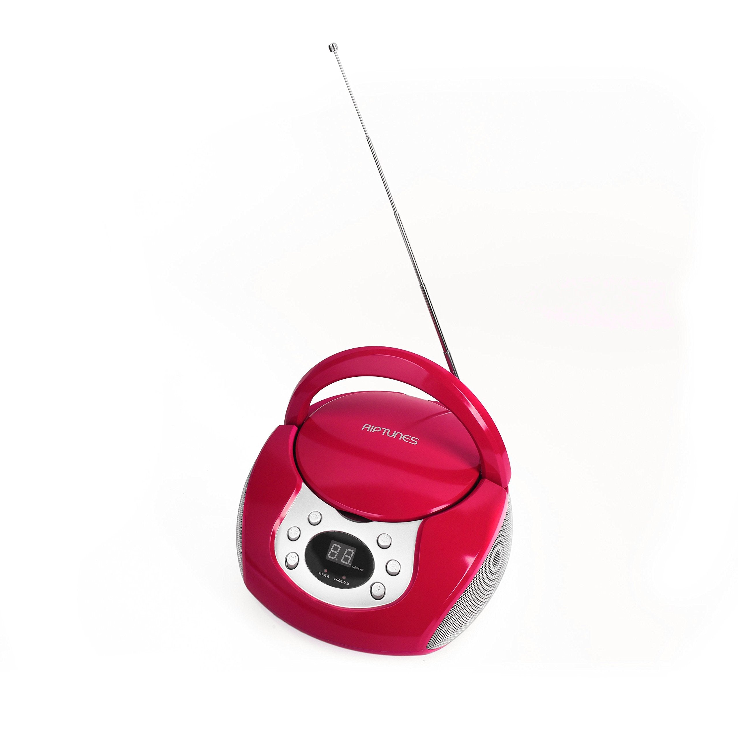 Riptunes Portable Cd Player With Am Fm Radio Potable Radios Boom Box With Aux Line In, Pink