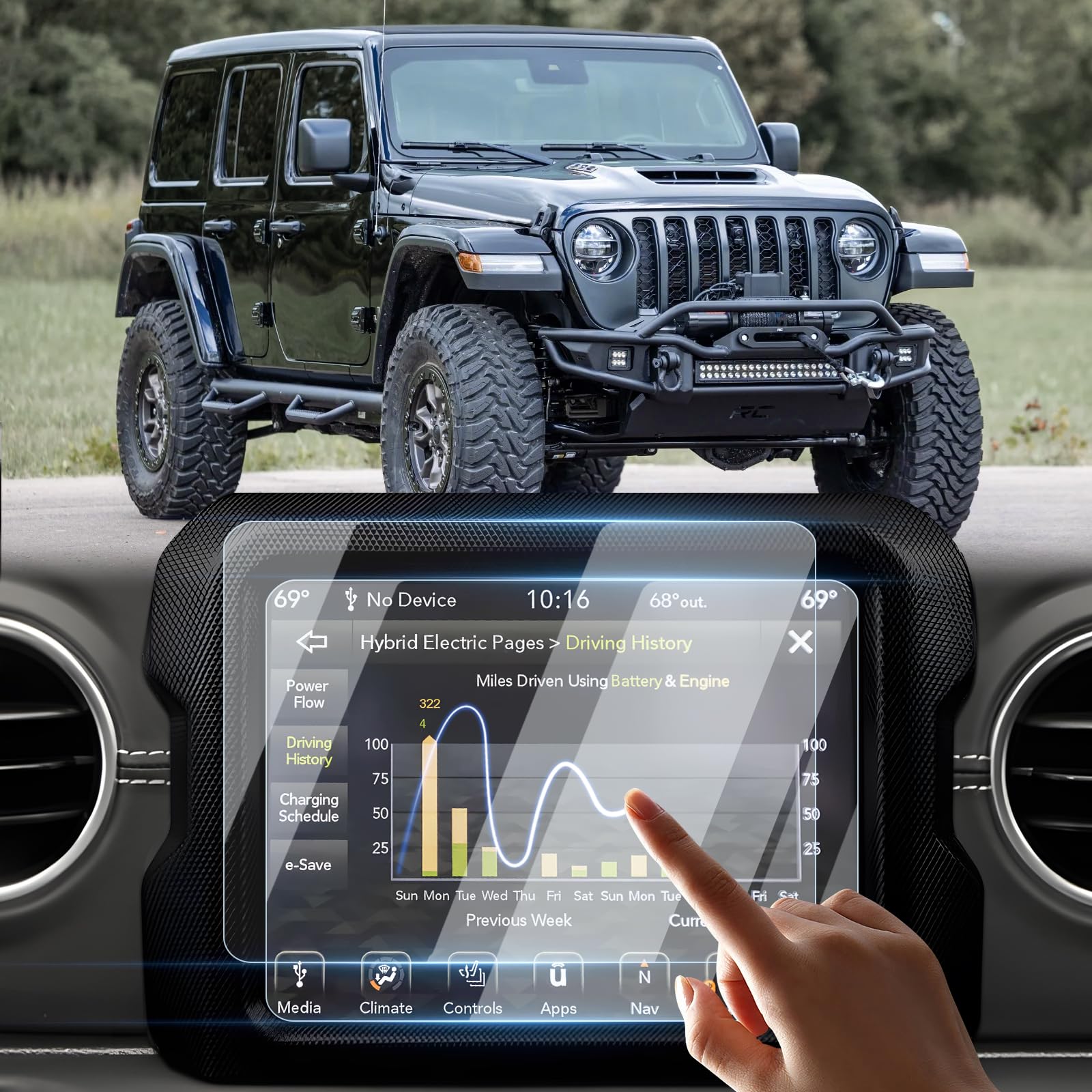 Sunsdrew 2Pcs Screen Protector For 2018 2022 Jeep Wrangler Jl/2020 2022 Gladiator Jt 8.4' Dashboard Touch Screen Radio Display Protector 9H Tempered Glass Protective Film Anti Glare