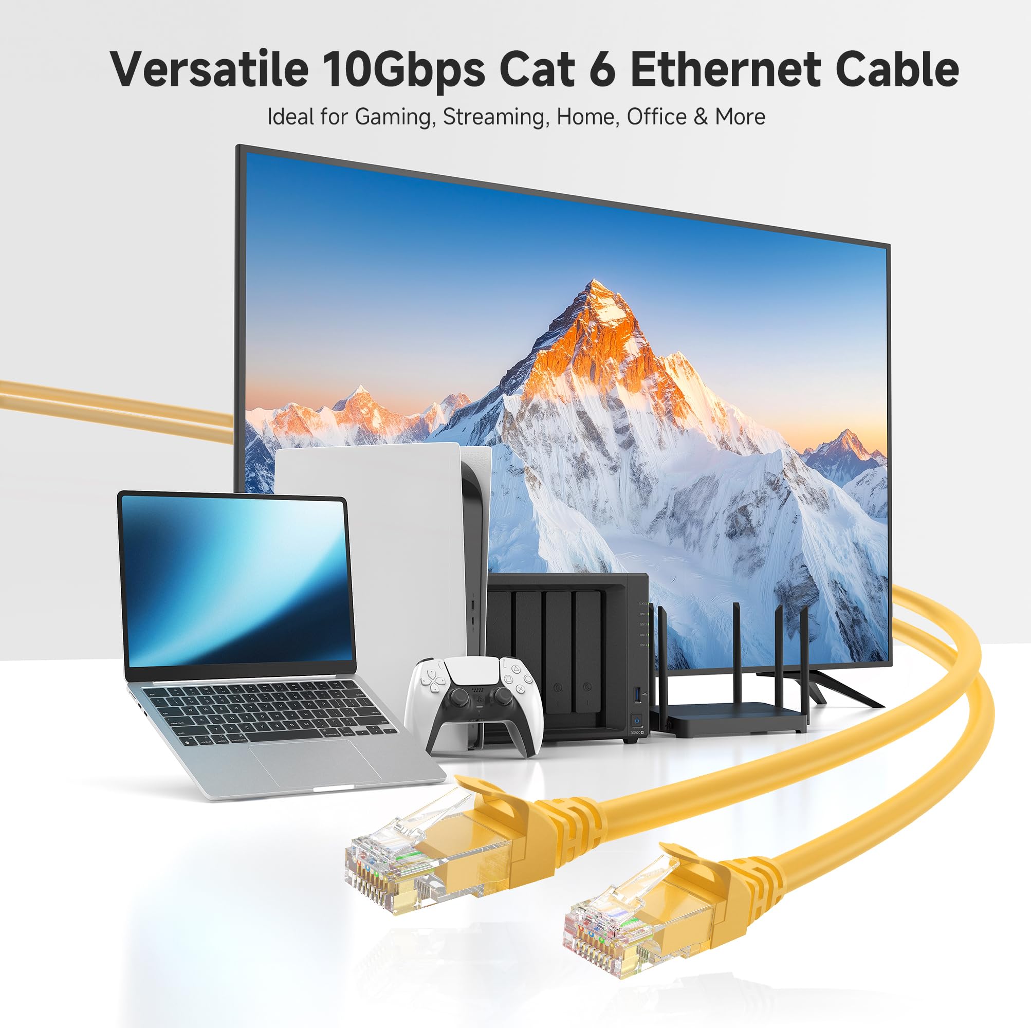 Cable Matters 10Gbps Snagless Short Cat 6 Ethernet Cable   2Ft, Cat 6 Cable, Cat6 Cord, Ethernet Cord, Yellow