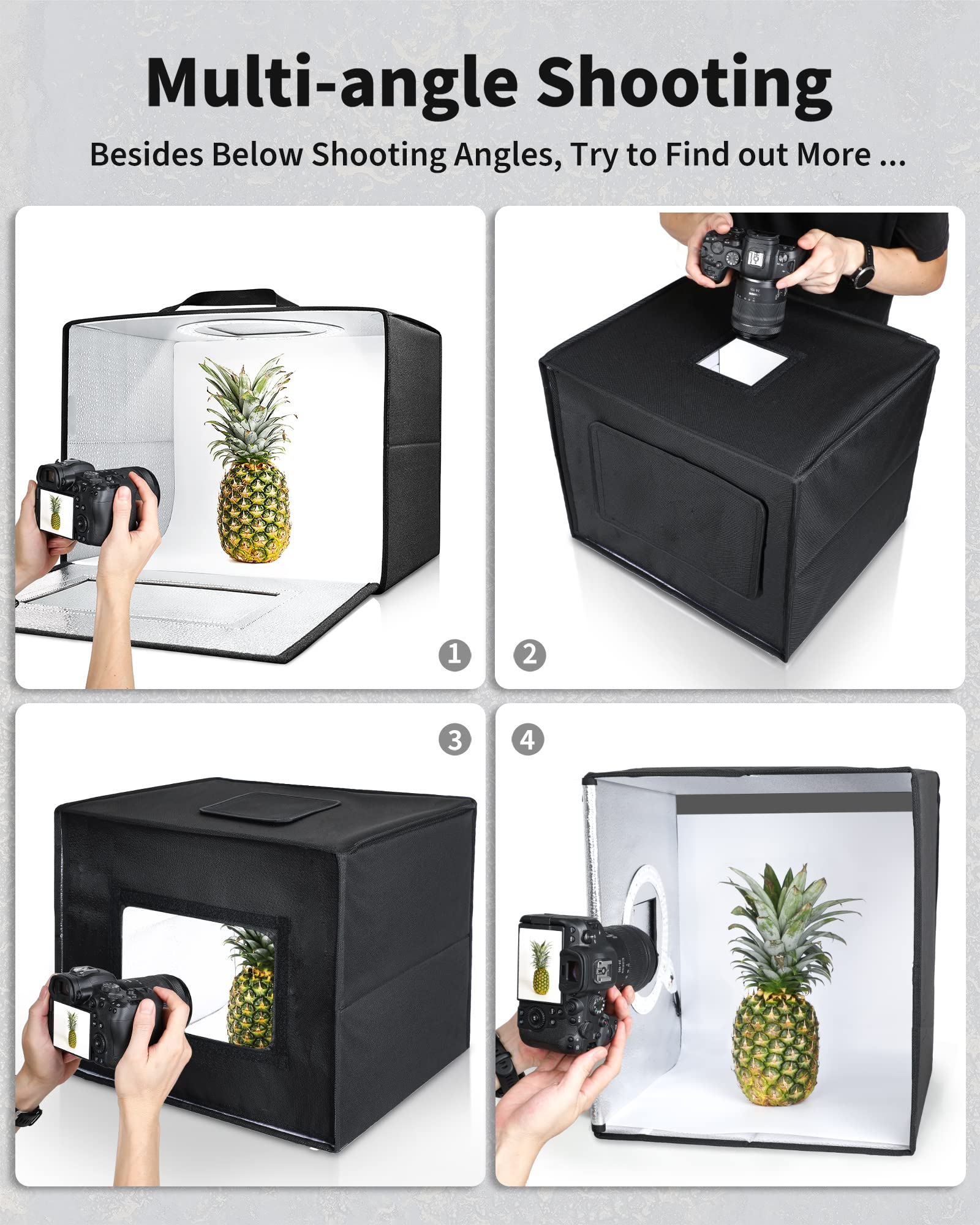 Glendan Portable Light Box Photography, 16''X12'' Professional Dimmable Photo Box With 112 High Color Rendering Index Led Lights