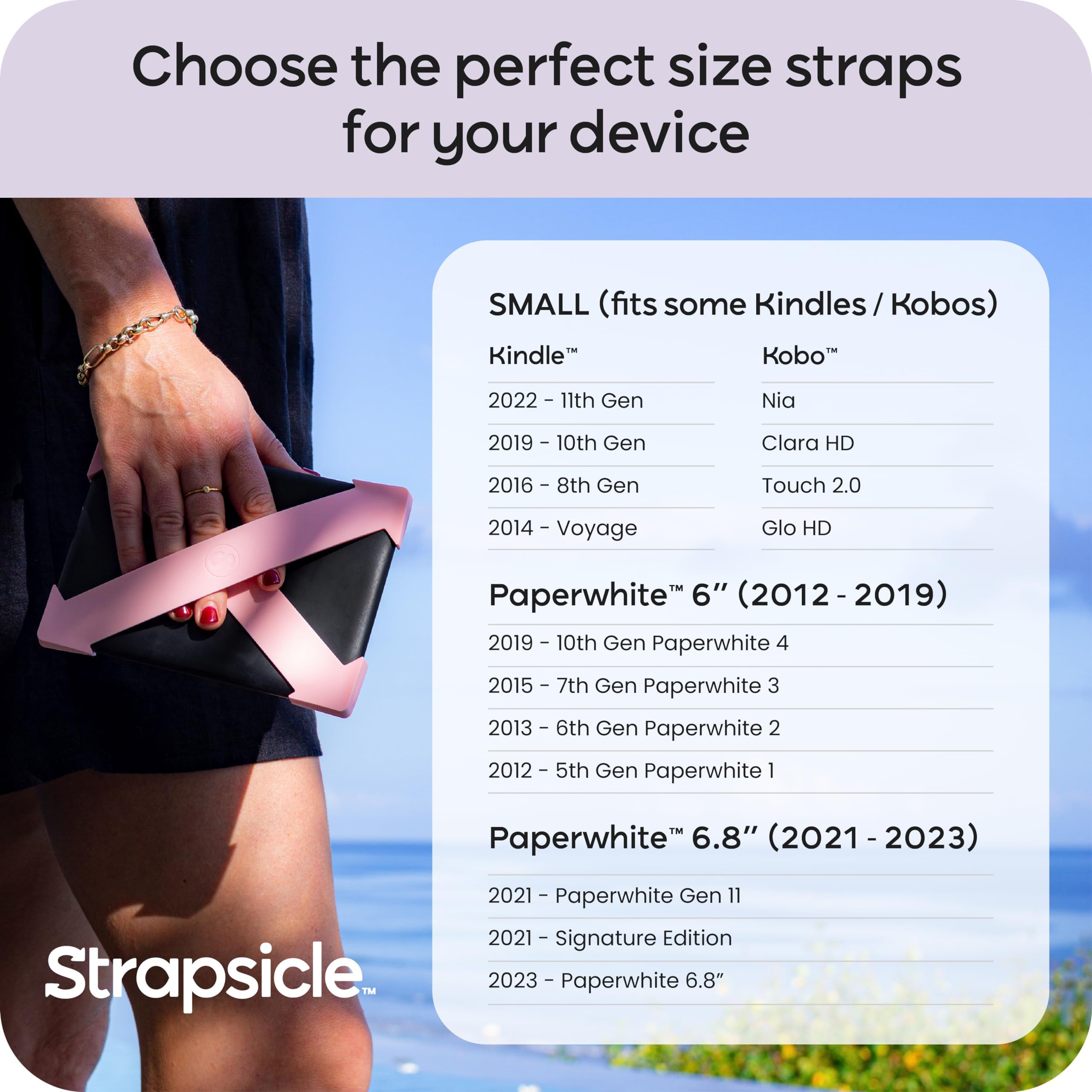 Strapsicle Hand Strap For Kindle (Pack Of 2)   Holder For Kindle Basic 2022 & Gen 4 11   E Reader Case Compatible With Kindle Pa