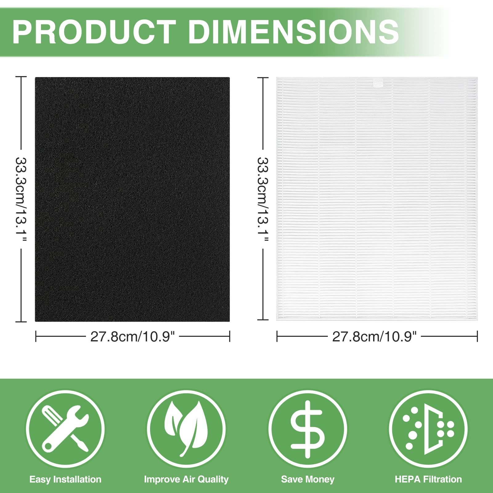 Cabiclean H13 True HEPA Replacement Filter Set for Winix C545 Air Purifier 1712-0096-00 (1 HEPA + 4 Carbon Filters)