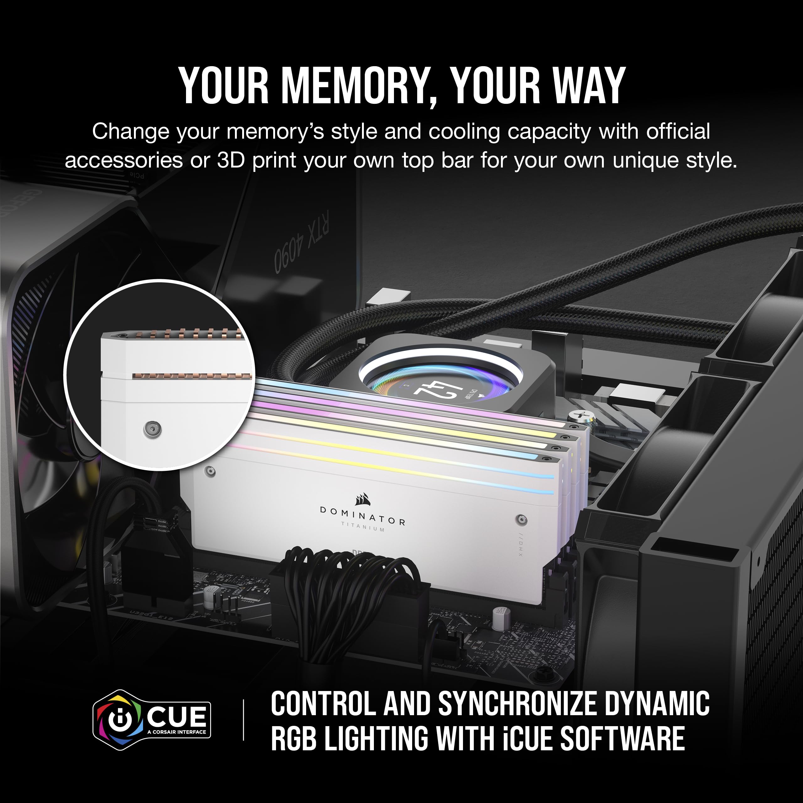 Corsair Dominator Titanium Rgb Ddr5 Ram 32Gb (2X16Gb) Ddr5 7200Mhz Cl34 Intel Xmp Icue Compatible Computer Memory - White (Cmp32