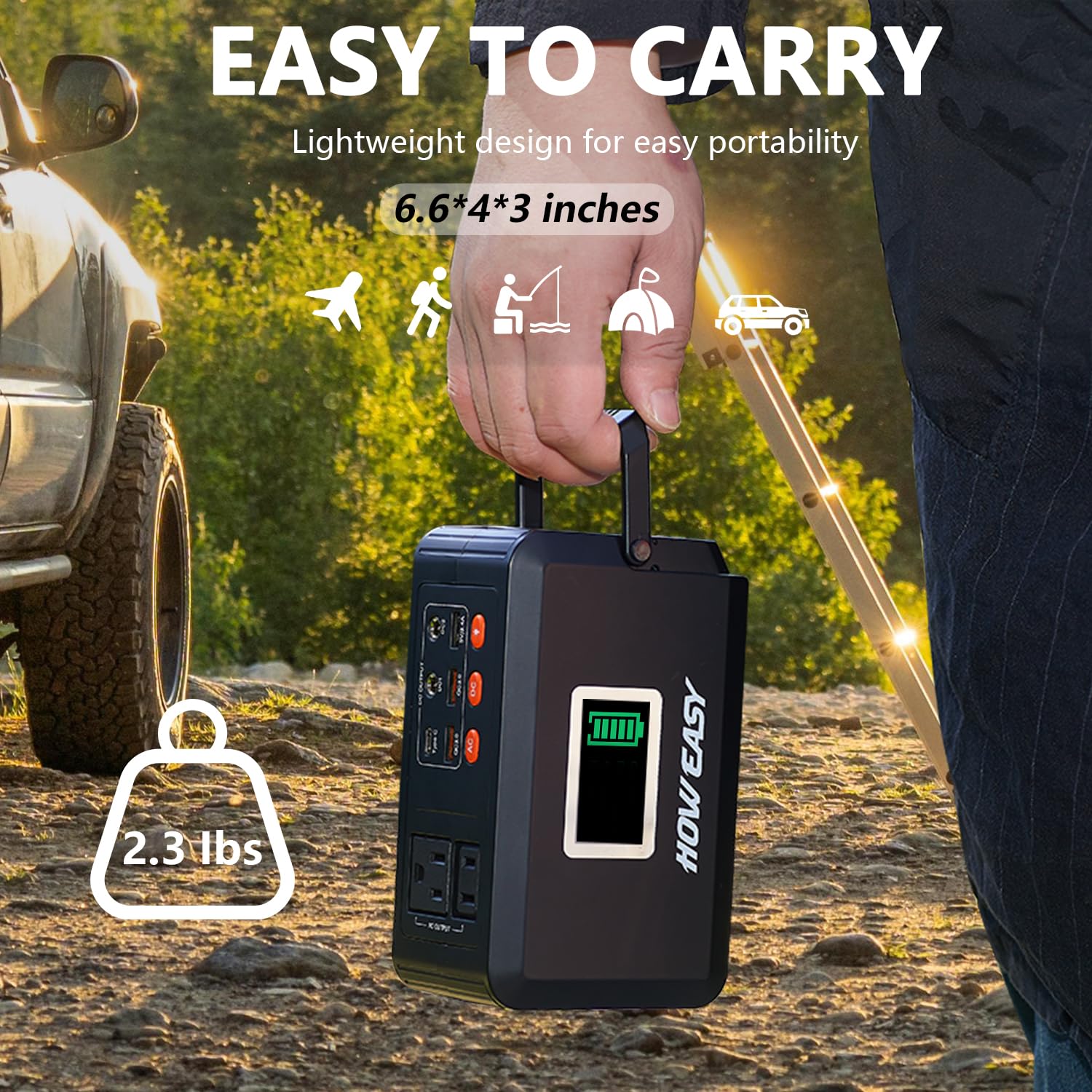 Howeasy 120W Portable Power Bank, 24000Mah Portable Laptop Charger Battery Backup With 2 110V Ac Outlets/ 3 Dc Ports/2 Usb Qc3.0