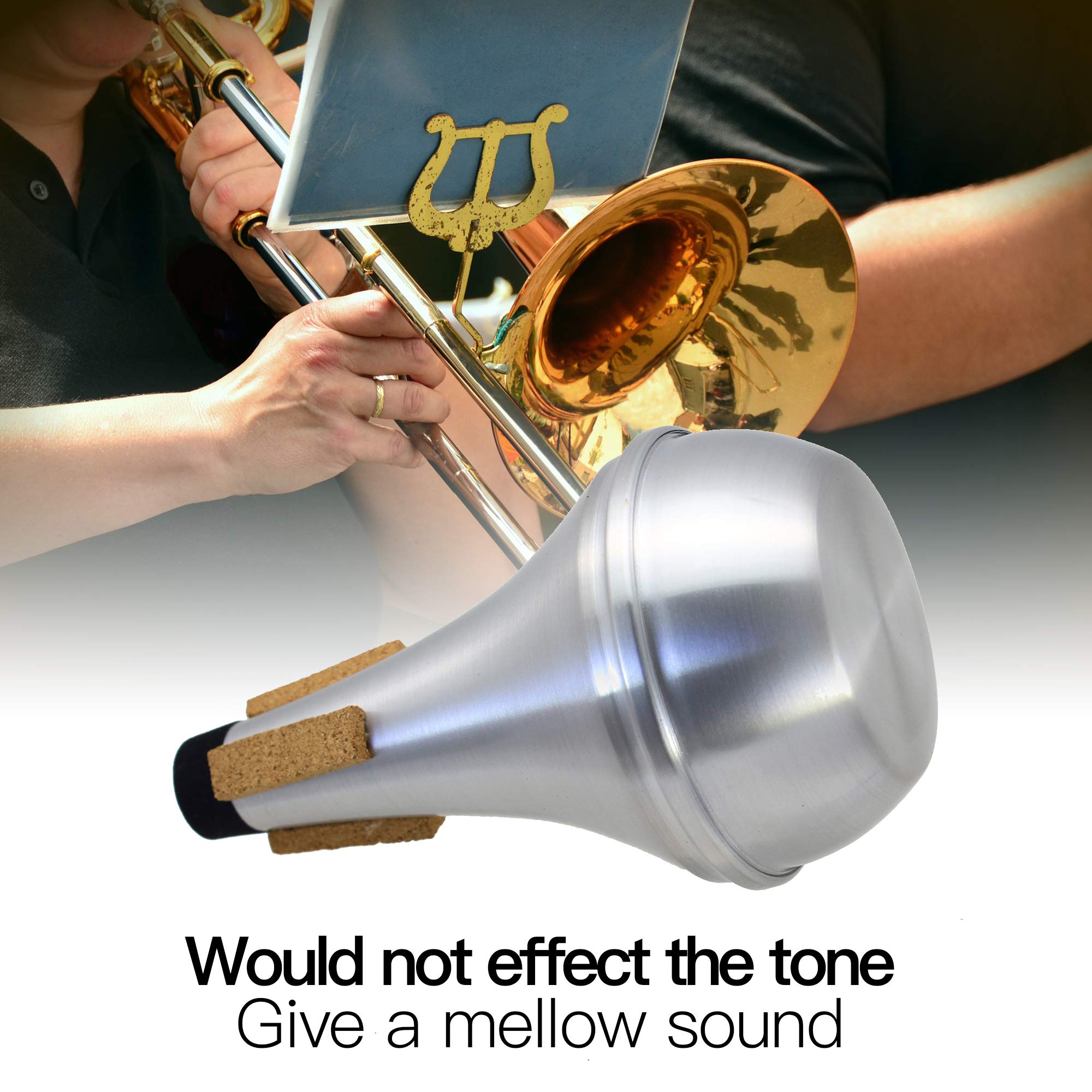 Lotfancy Trumpet Mute, Lightweight Aluminum Straight Mute For Jazz, 3.5''X6'' Trumpet Muffler Silencer, Excellent For Stage Perf