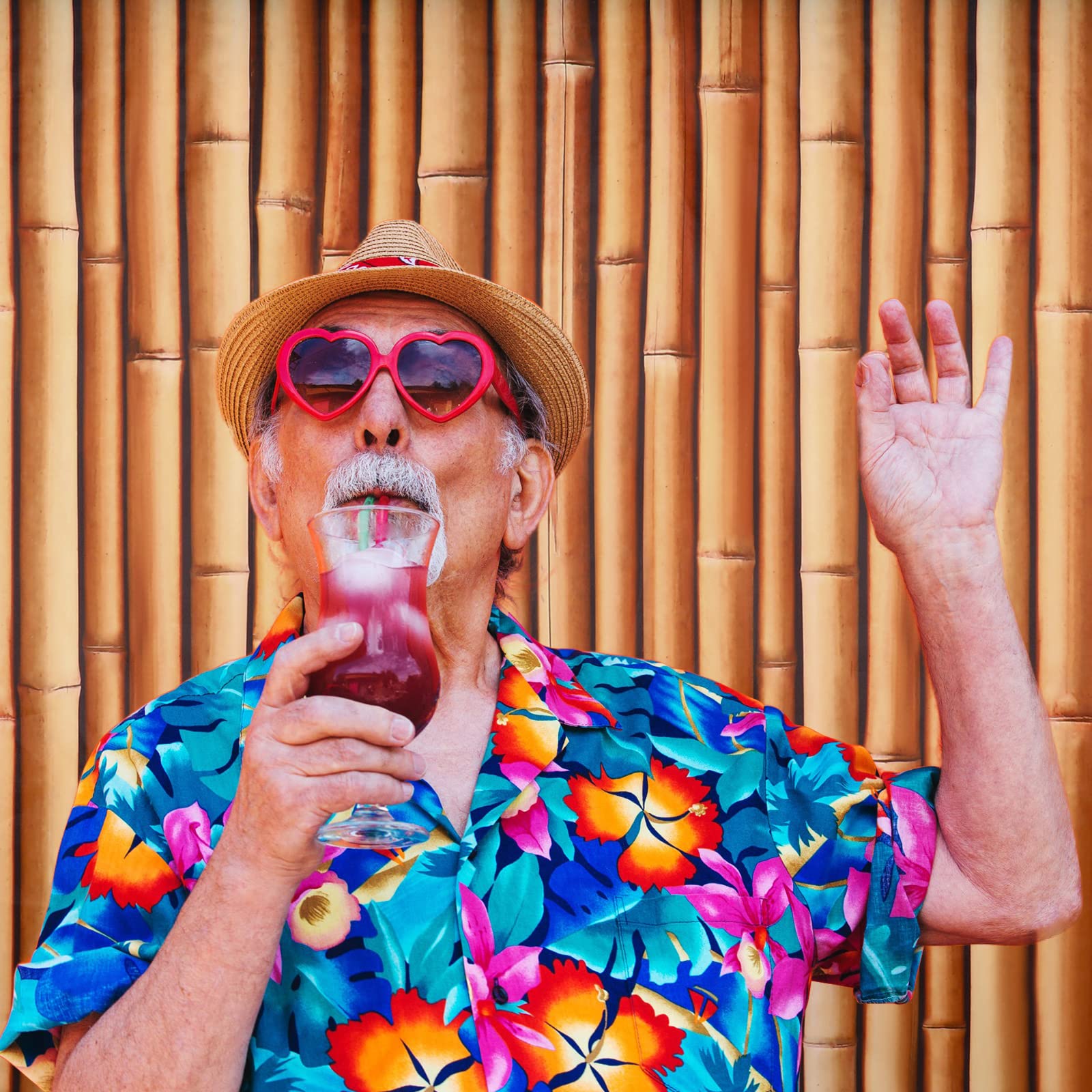 Buryeah Bamboo Backdrop Party Summer Hawaiian Beach Backdrop Decoration Polyester Fabric Photography Christmas Halloween Party S