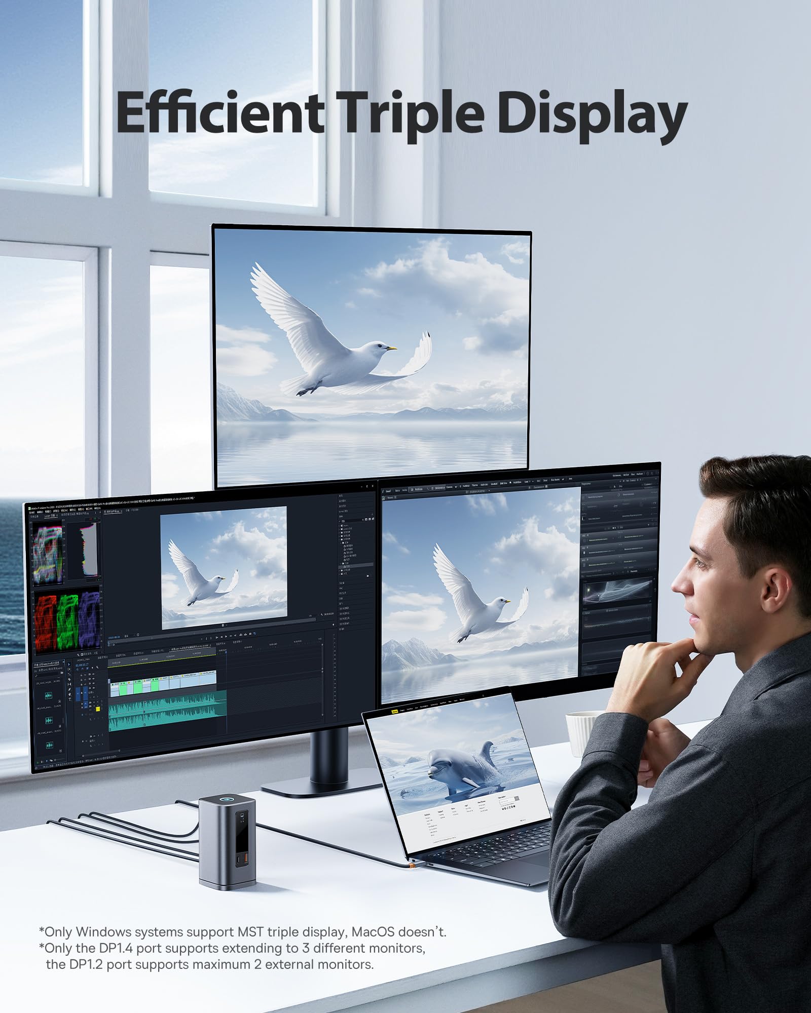 Baseus Docking Station, Spacemate(Win) 11 In 1, Triple Display, 4K Hdmi And Dp, 10Gbps Usb A/C Ports, Gigabit Ethernet, 100W Pd, Audio, Laptop Docking Station For Windows/Dell/Hp/Lenovo/Asus/Acer/Mac