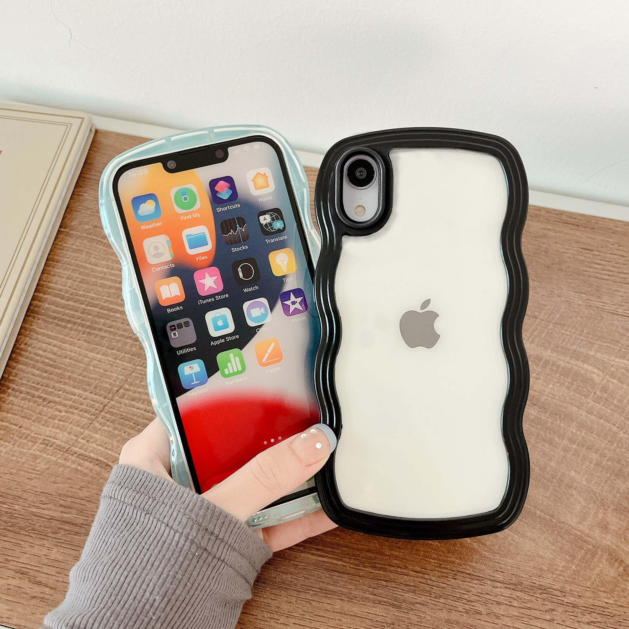 Qltypri Compatible With Iphone X/Xs Case, Cute Curly Wave Frame Clear Case For Girls Women, Transparent Soft Silicone Tpu Bumper