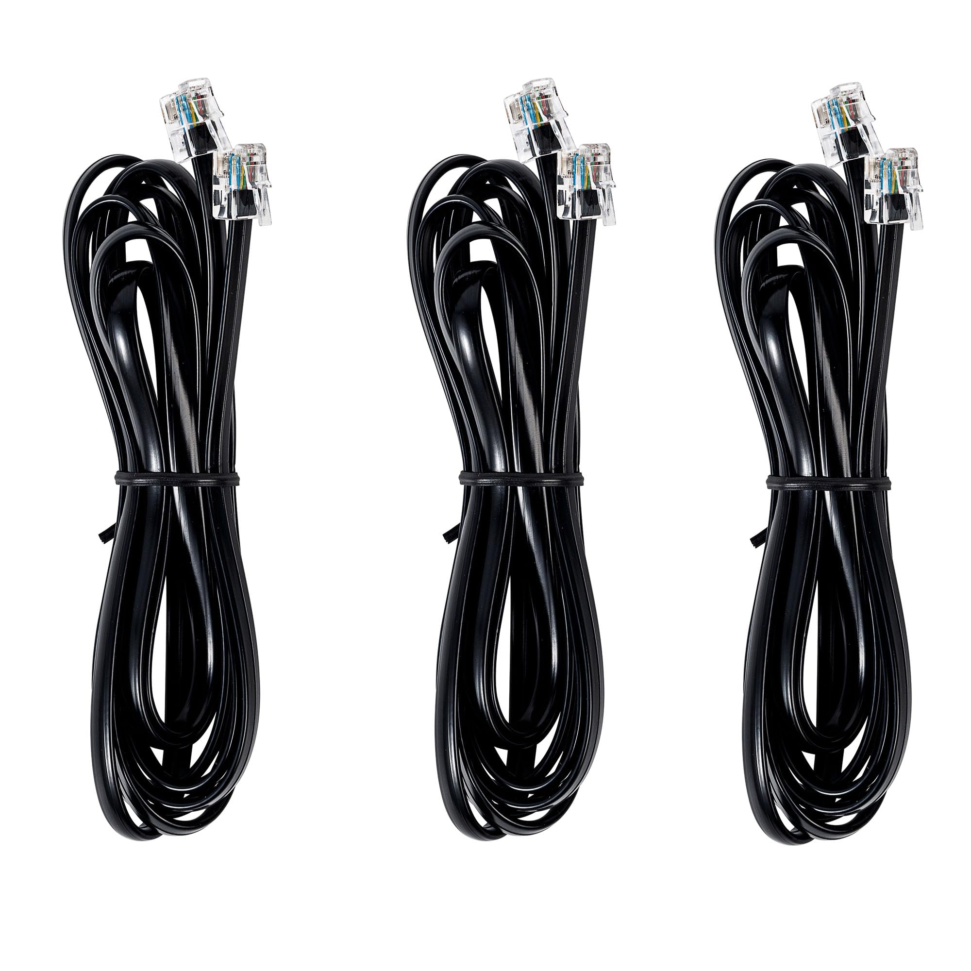 Jmzly Rj12 Cable Phone Cord Rj12 6P6C Male To Male Straight Wired For Both Data And Voice Use Black   6.6Feet 3 Pack