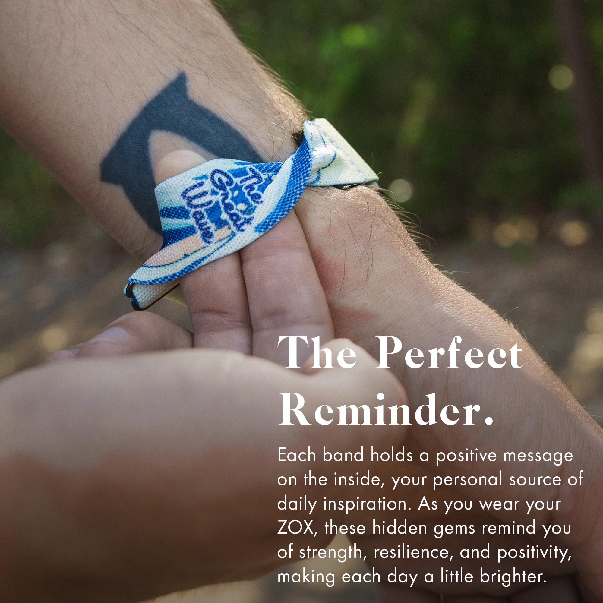 Zox Android Smart Watch Band - The Great Wave | Soft, Adjustable Elastic Band With Motivational Affirmations And Beautiful Artwo