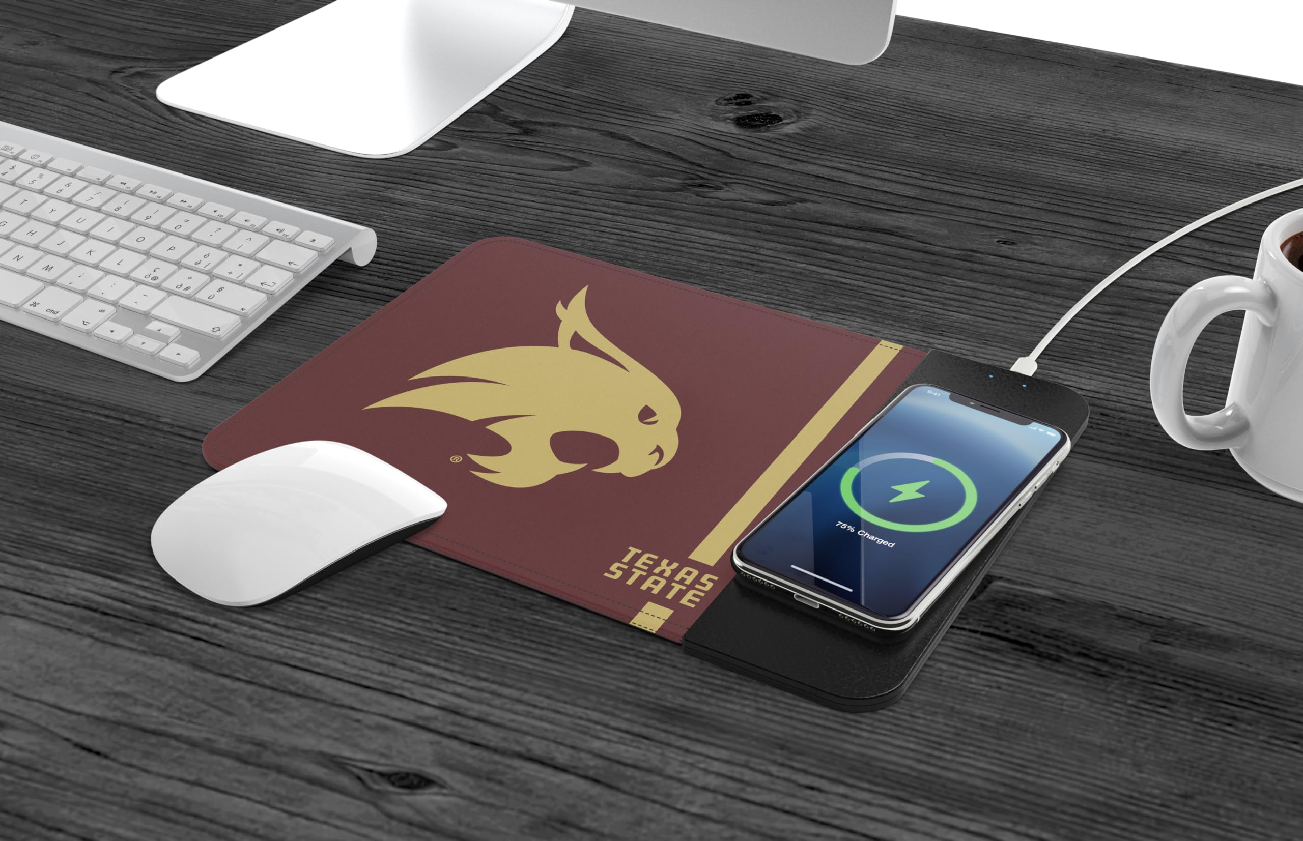 Soar Ncaa Wireless Charging Mouse Pad, Texas State Bobcats