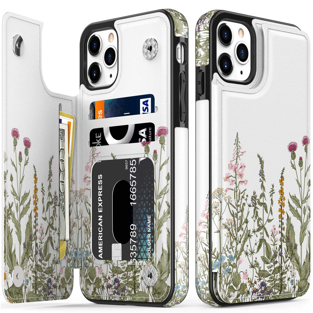 Leto Iphone 11 Pro Case,Leather Wallet Case Flip Folio Cover With Fashionable Designs For Girls Women,With Kickstand Card Slots,