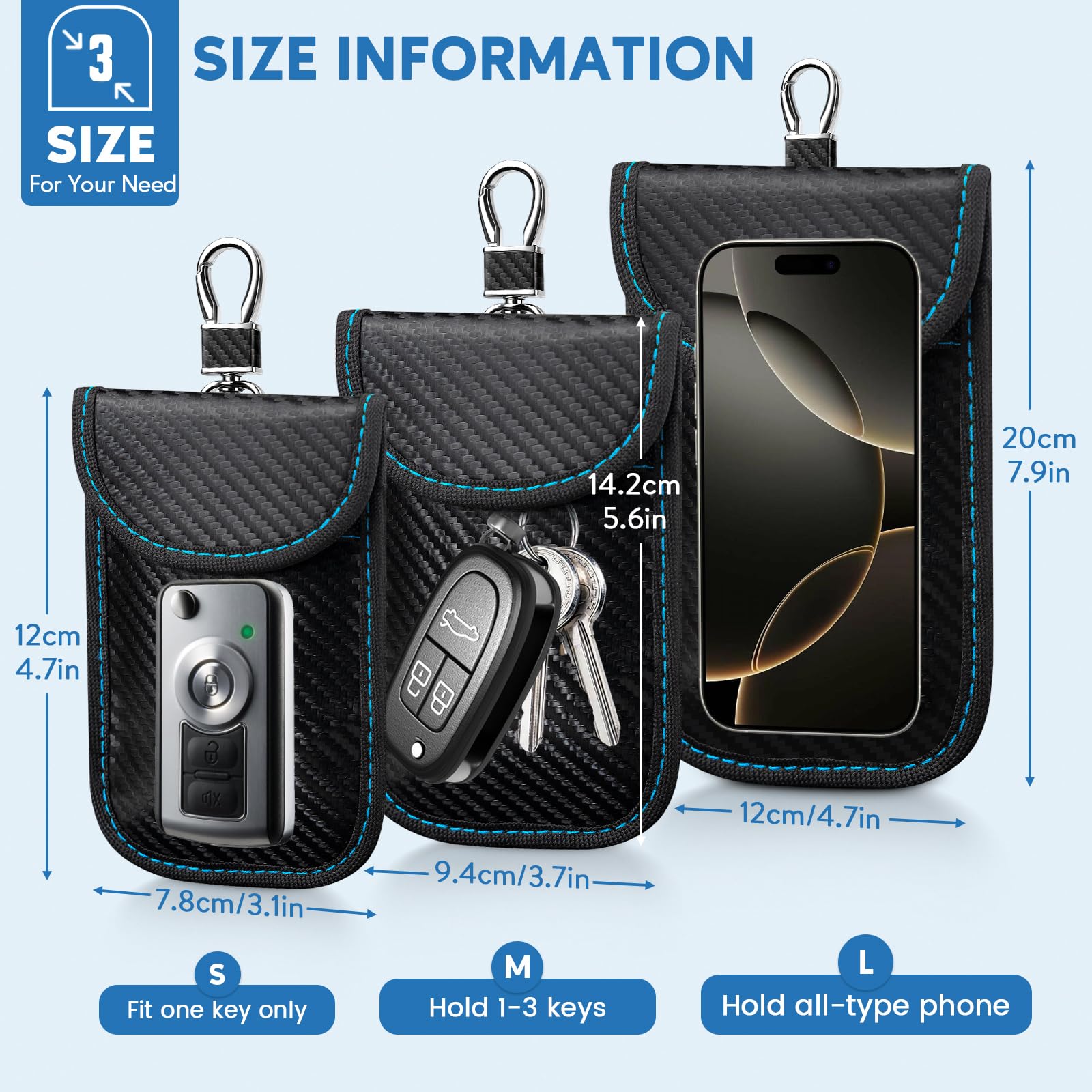 2025 Faraday Bags For Phones & Car Keys,2 Pack Faraday Pouch Phone Case,Signal Blocking Rfid Key Fob Protector,Carbon Fiber Mate