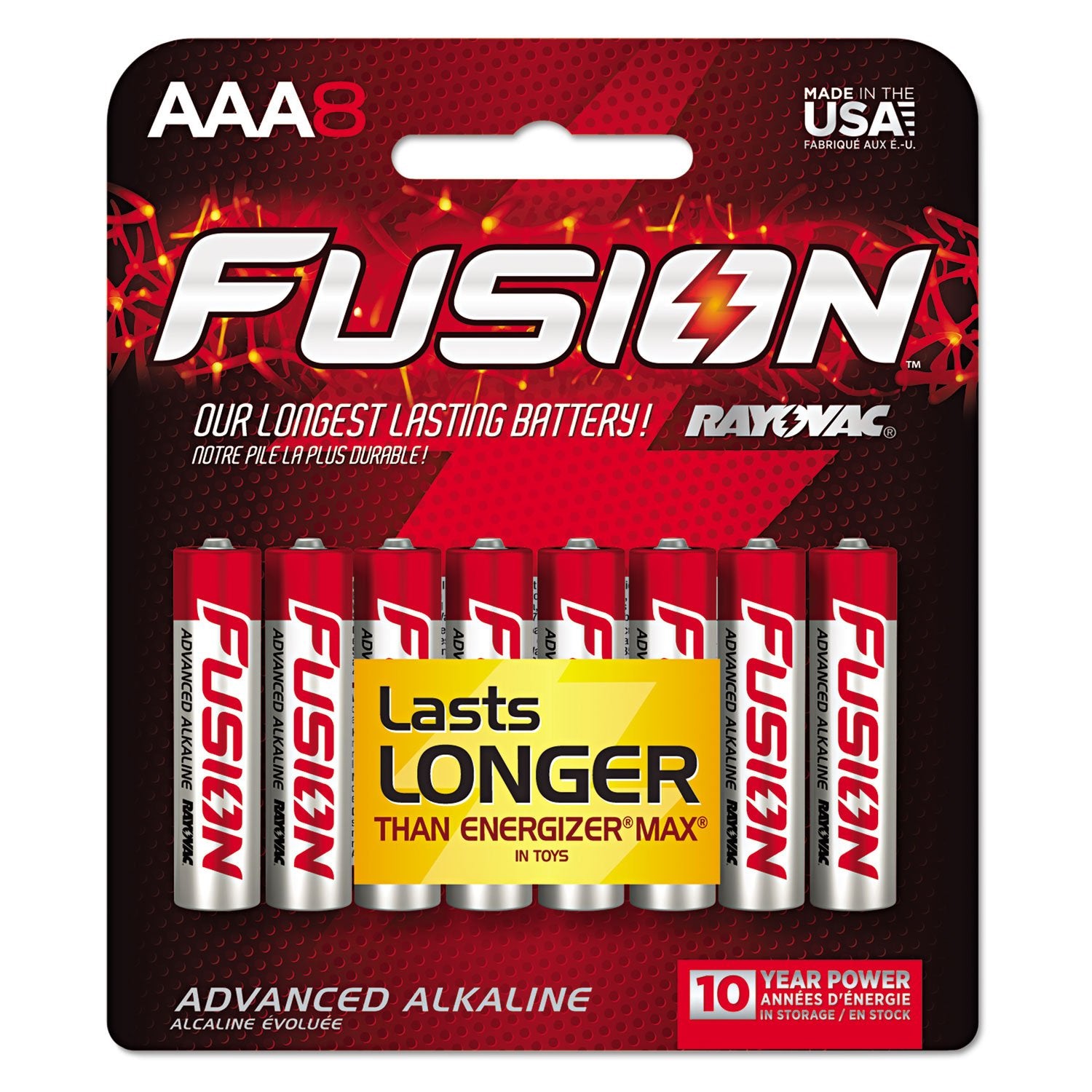 Rayovac 8248Tfusk Fusion Advanced Alkaline Aaa Batteries, 8/Pack