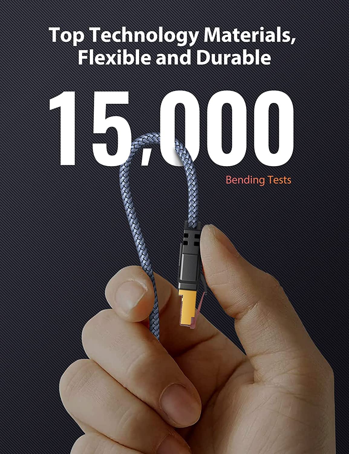 Snowkids Cat 8 Ethernet Cable 6Ft, High Speed 40Gbps,2000Mhz Braided High Duty Lan Cable,Gold Plated Rj45 Connector,S/Ftp Shield