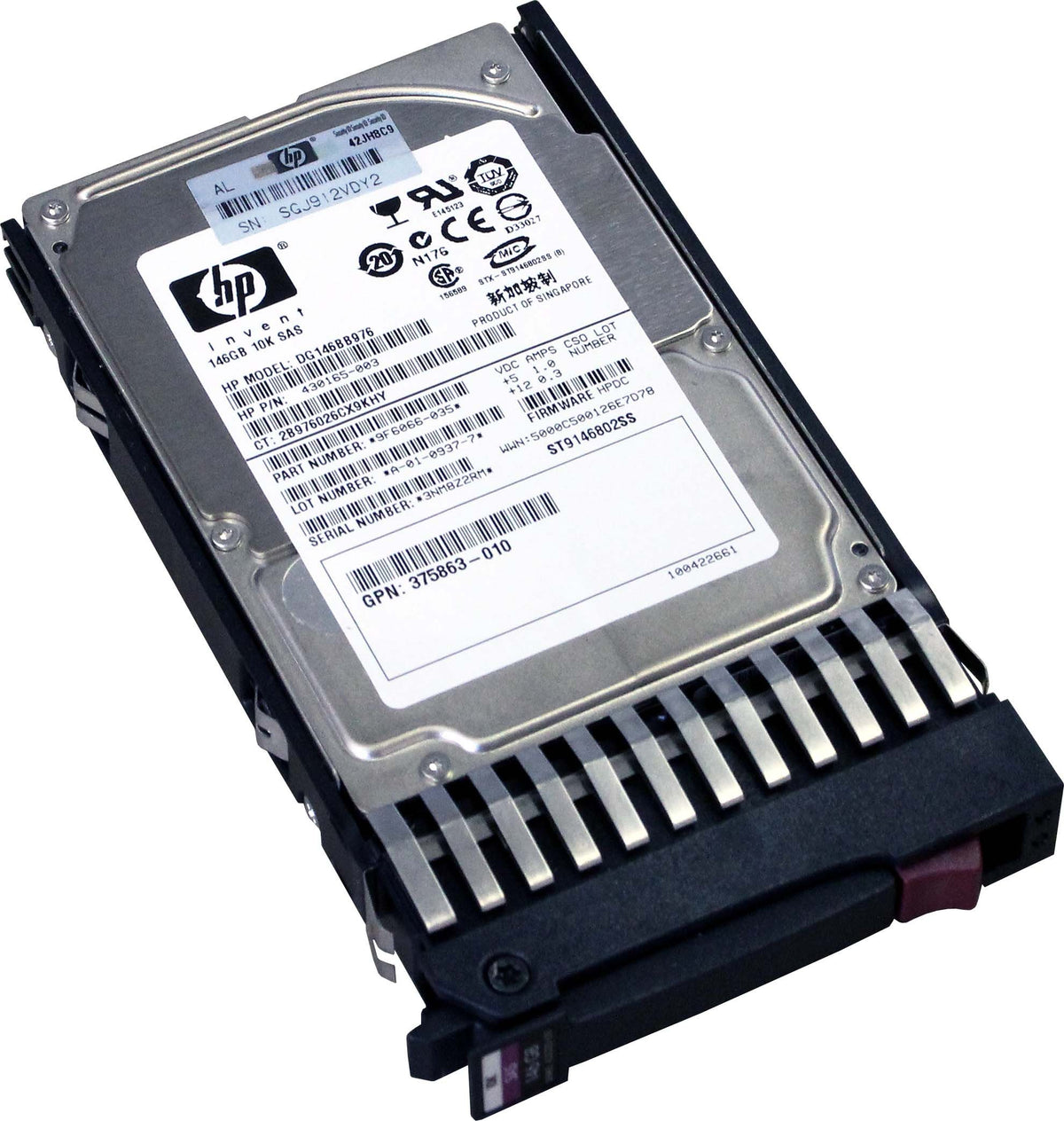 146Gb Sas Hp 10K Dual Port Drive W/ Tray 2.5 Dg146Bb976