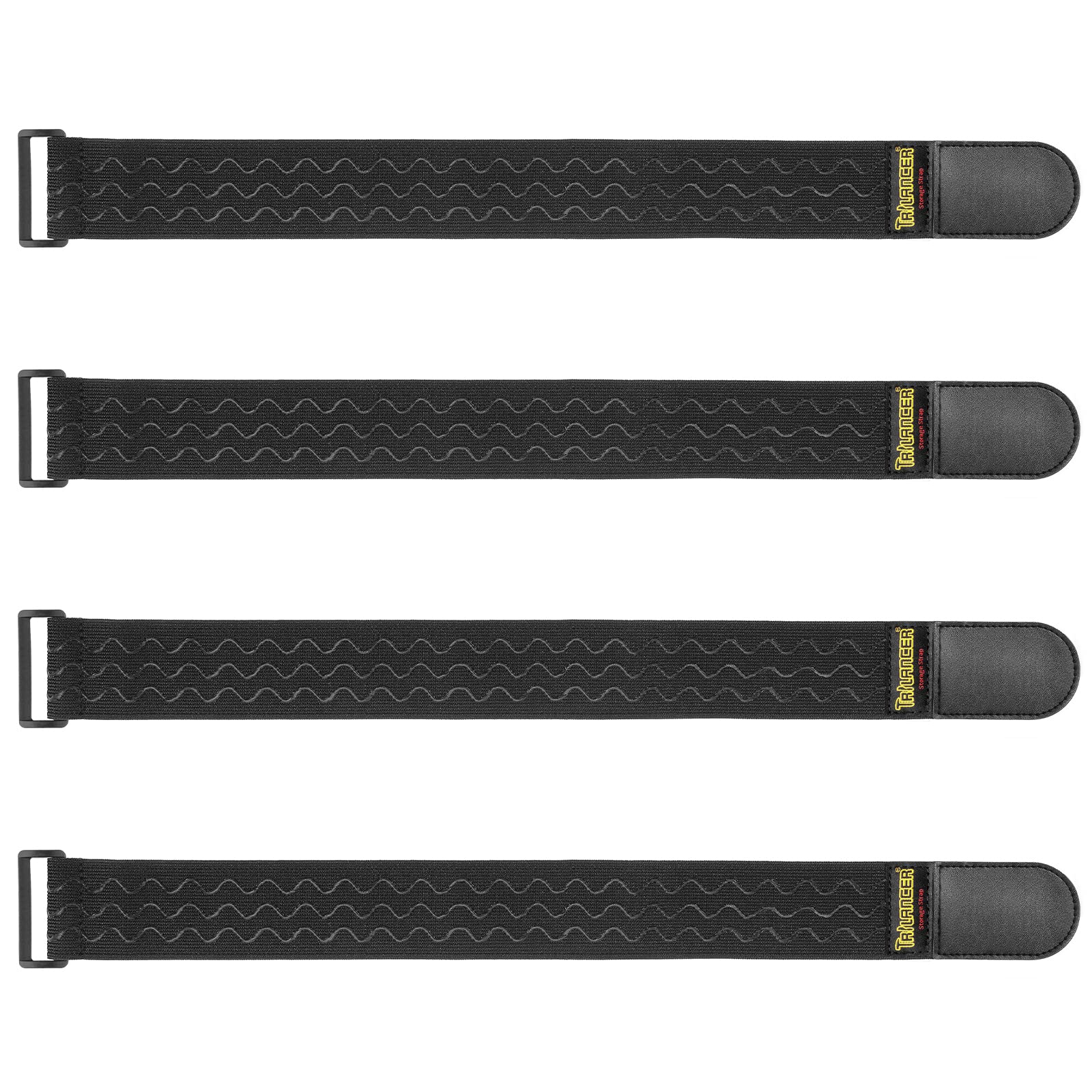 Trilancer Elastic Cinch Straps With Anti Slip Strips, 2' X 18'(4 Pack) Hook And Loop Storage Straps With Buckle, Bundling Straps For Extension Cords, Cables, Ropes, Hoses, Bike, Boat, Pant Garters