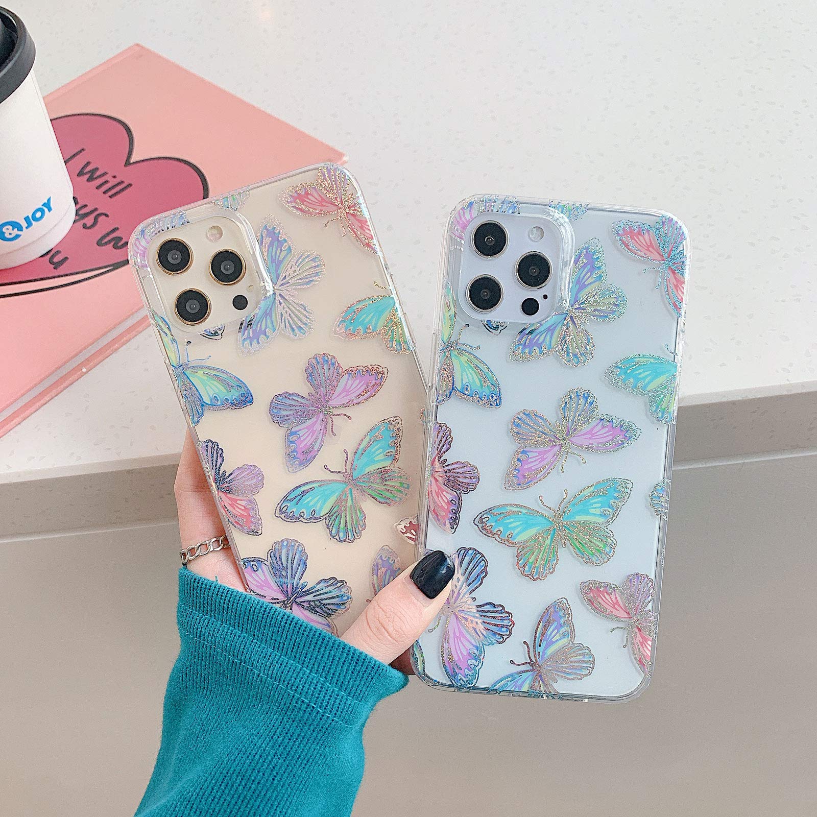 Ooooops Compatible With Iphone 12/12 Pro Case For Women Girls, Glitter Red Purple Blue Green Colorful Pattern,Slim Soft Border H