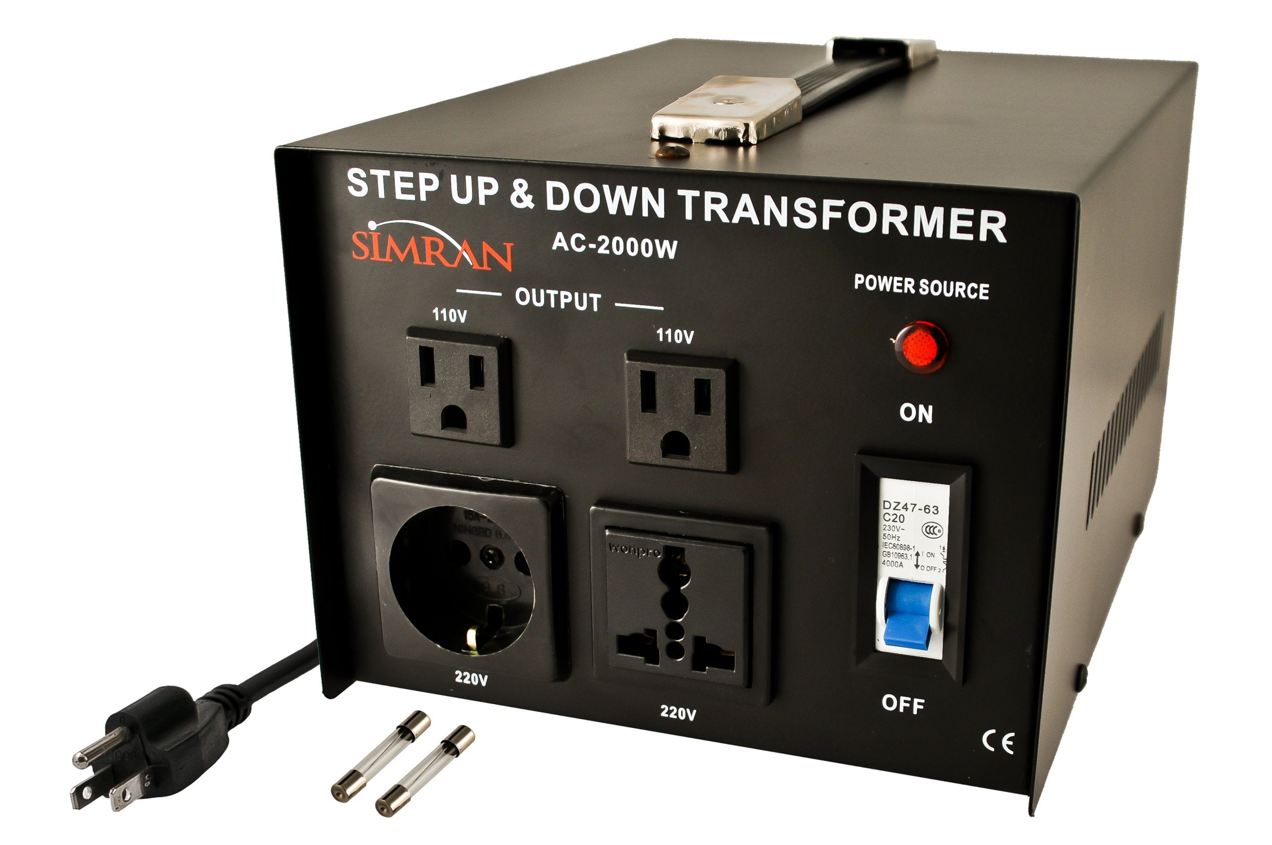 Simran Ac 2000 Step Up/Down Voltage Converter Transformer 110V/220V   2000 Watts,Black