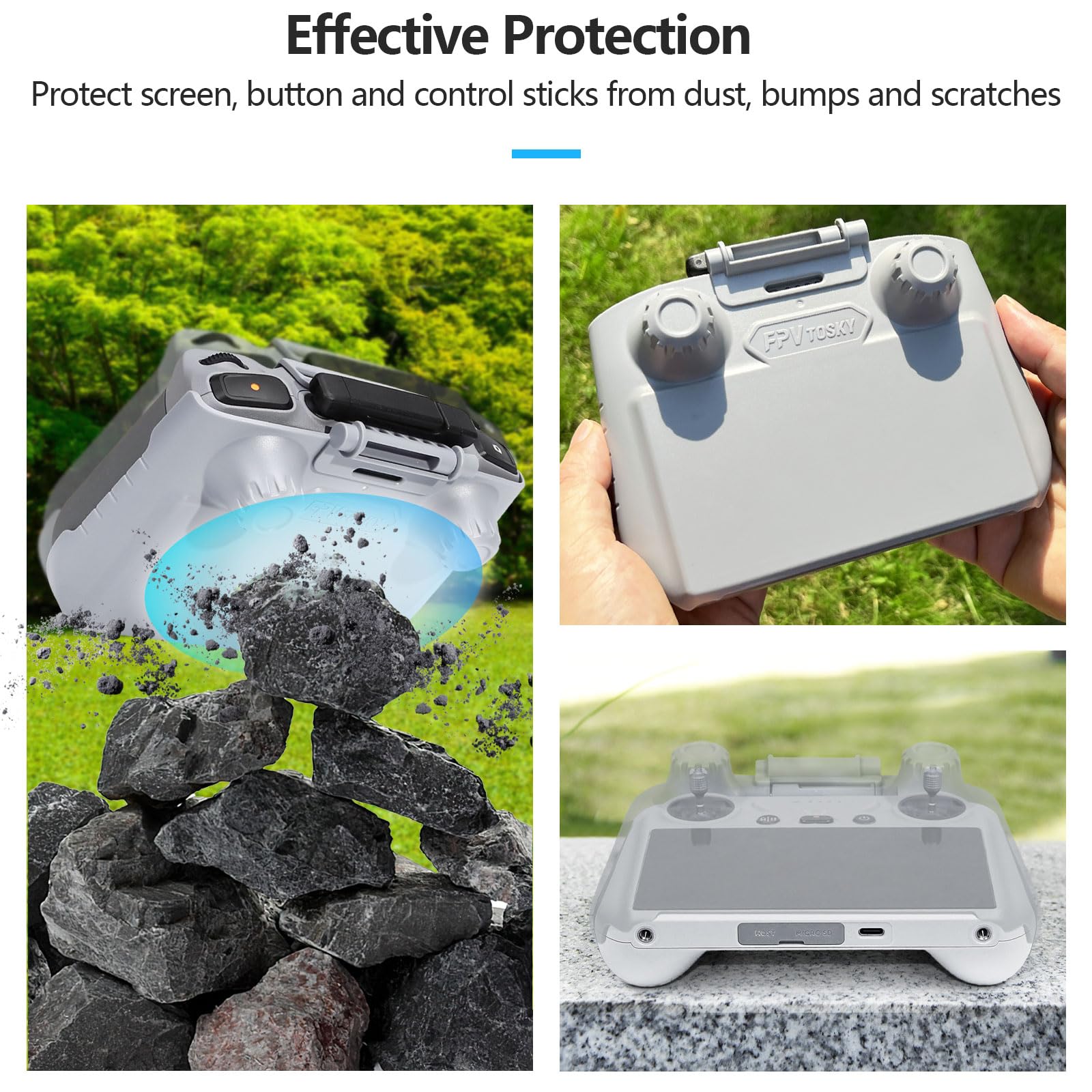 Fpvtosky 2 In 1 Mini 4 Pro Rc 2 Sun Hood & Rc2 Protective Cover, Sun Shade Screen Protector For Dji Air 3/ Mini 4 Pro Rc2 Remote