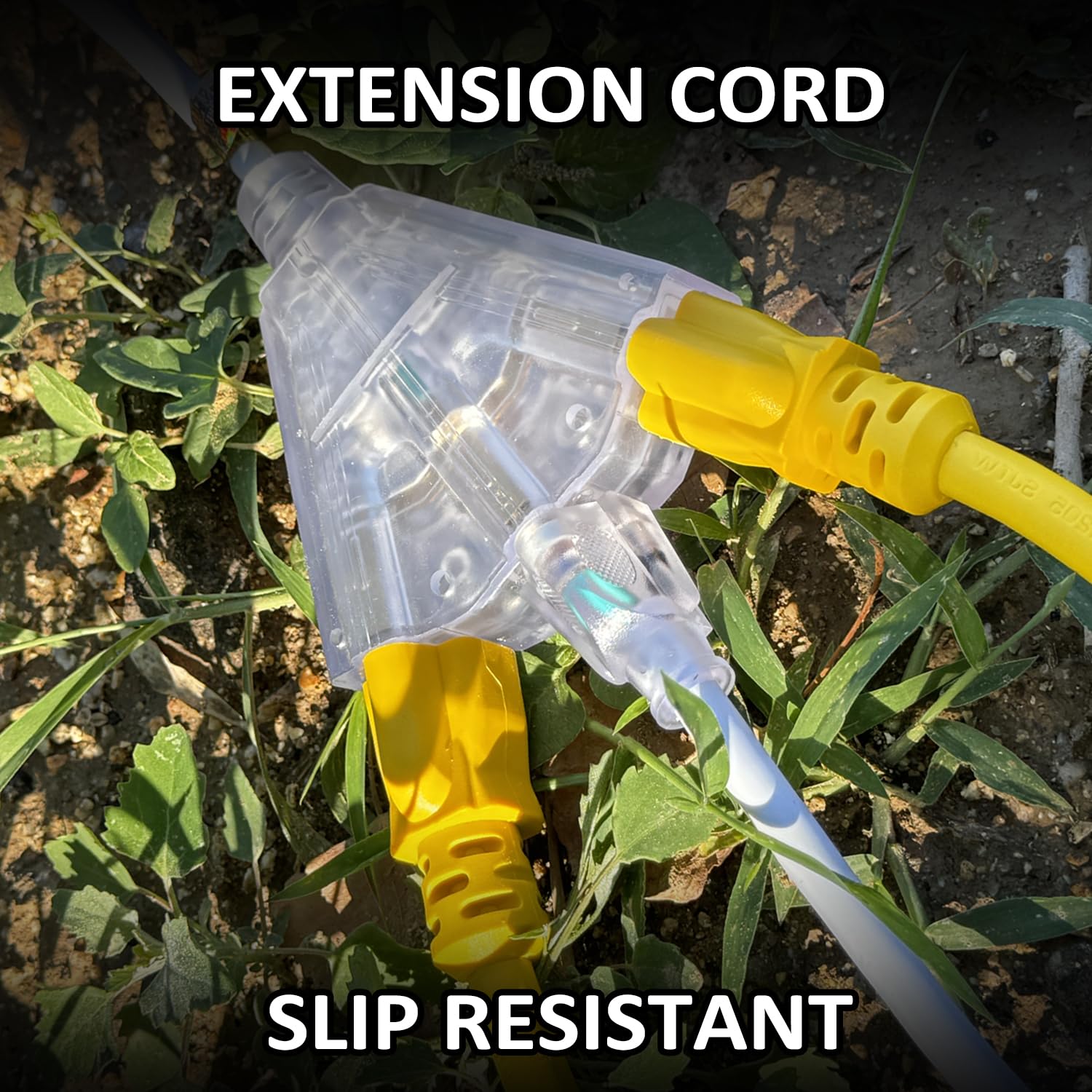 Yojoe 3 Outlets Indoor Outdoor Extension Cord With Lighted End, 3 Prong 15A Weatherproof Power Cord, 12 Gauge Heavy Duty 10 Ft W