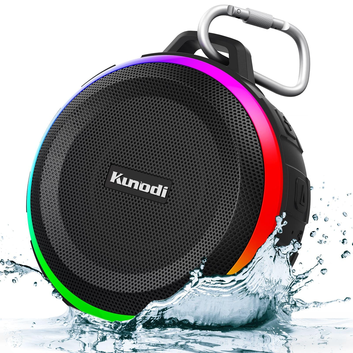 Kunodi Bluetooth Shower Speaker With Ipx7 Waterproof, Dynamic Lights, Crisp Clear Sound, True Wireless Stereo, Clip Portable For Pool Beach Boat Kayak Float Golf Gift