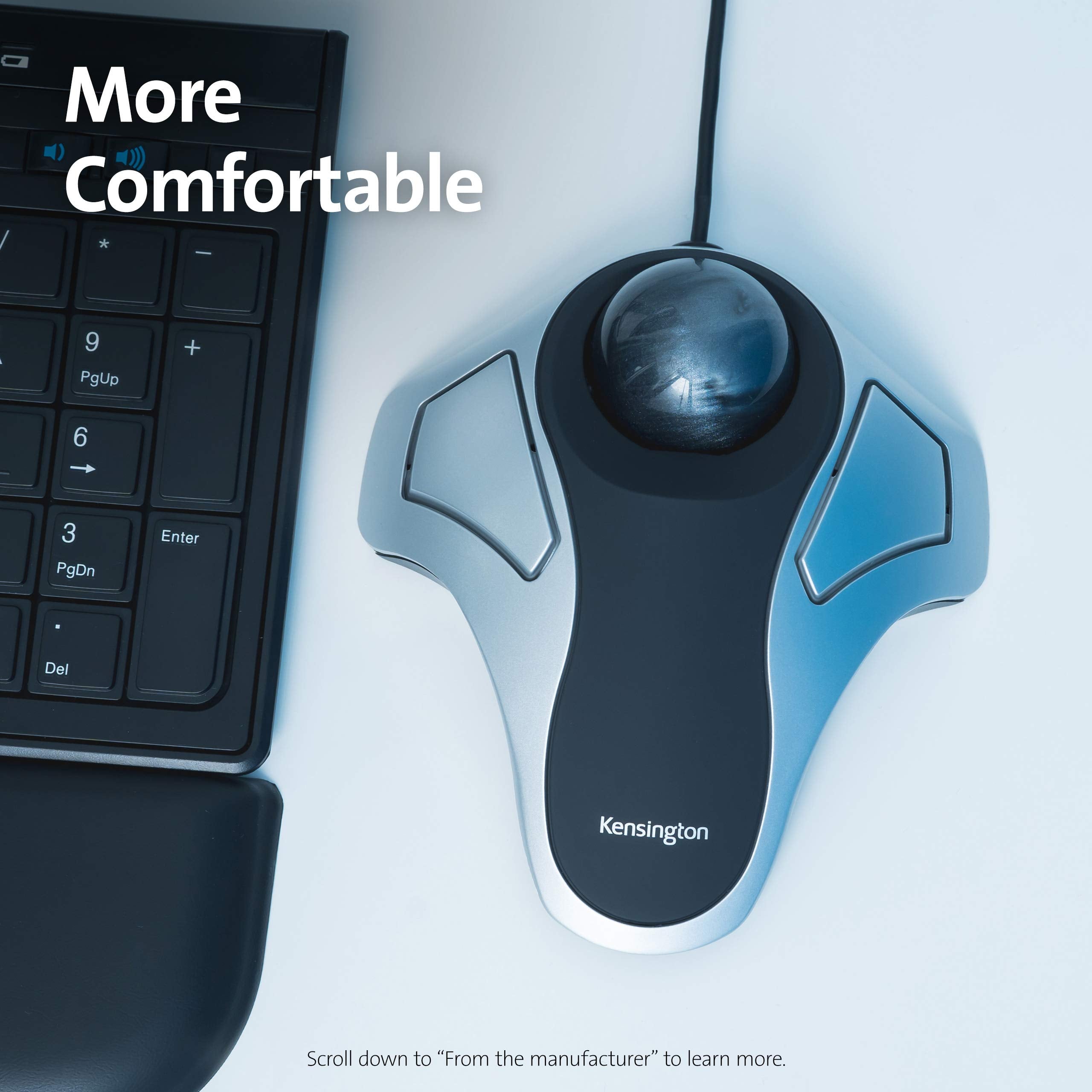 Kensington Orbit Trackball Mouse K64327F - Silver/Black, Ergonomic Design, Precision Control, Ideal for Home/Office Use