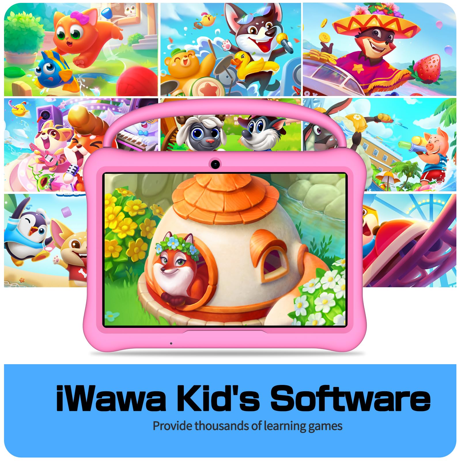 Newision 10 Inch Android 13 Tablet For Kids, Kids Tablet With 2Gb Ram 64Gb Rom,Toddler Tablet With 6000Mah, Bluetooth 5.0,Wifi,P