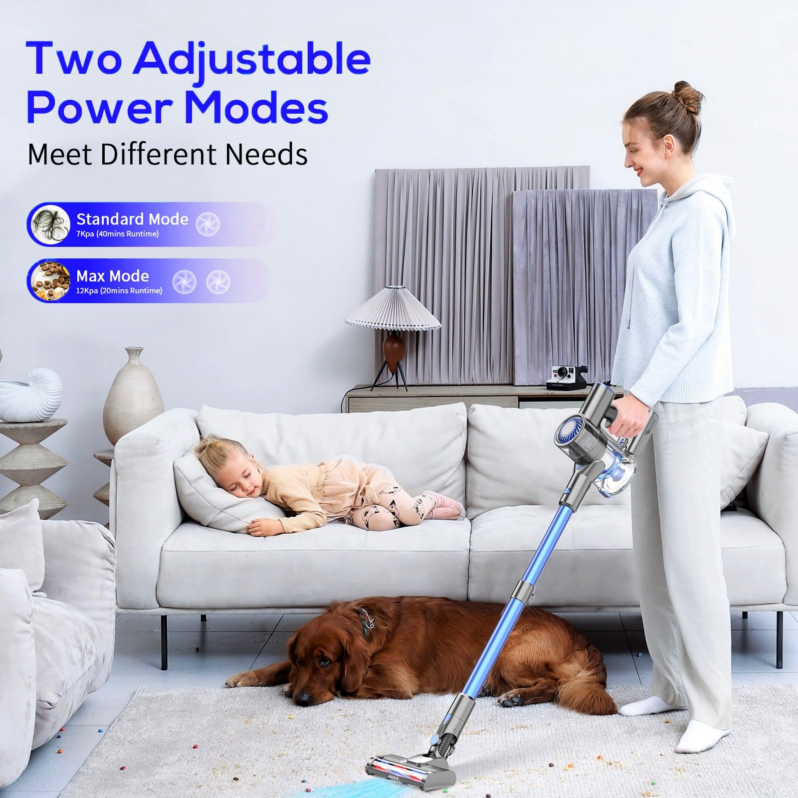 Mbttodf Cordless Vacuum Cleaner, 80000 Rpm High Speed Brushless Motor Powerful Vacuum Cleaners For Home, Up To 40 Mins Runtime,