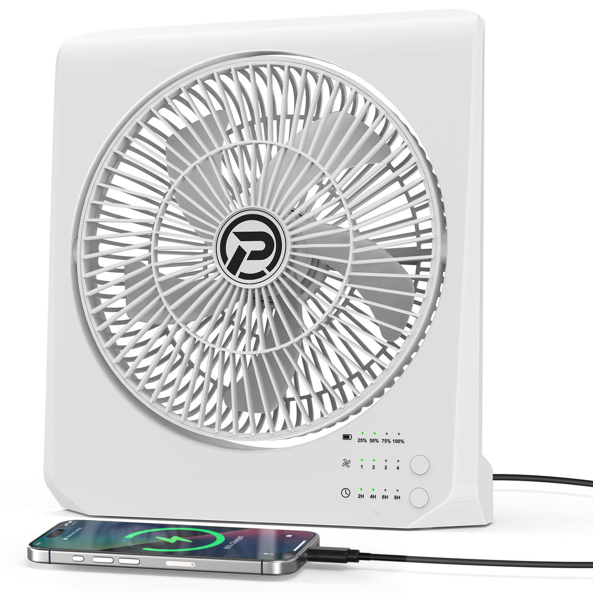 20000Mah Rechargeable Fan For Camping   55H Super Long Last Battery Operated Fan, 10'' Square Table Fan With Timer, 210 Pivot 4