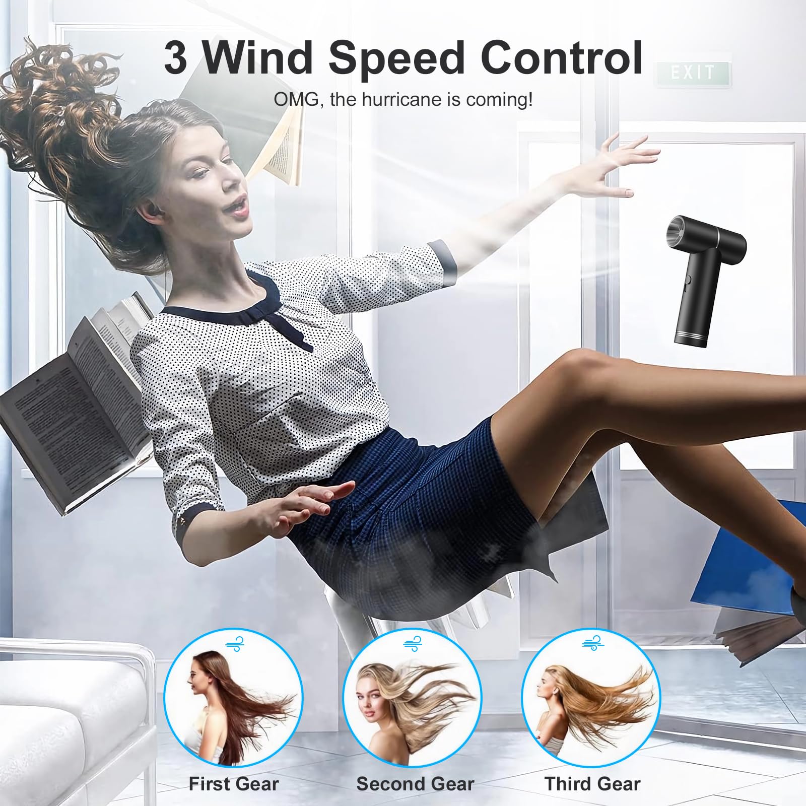 Hagoogi Electric Air Duster, Portable Compressed Air Duster 4 Speeds Rechargeable Air Blower For Cleaning Keyboards Computers Ou