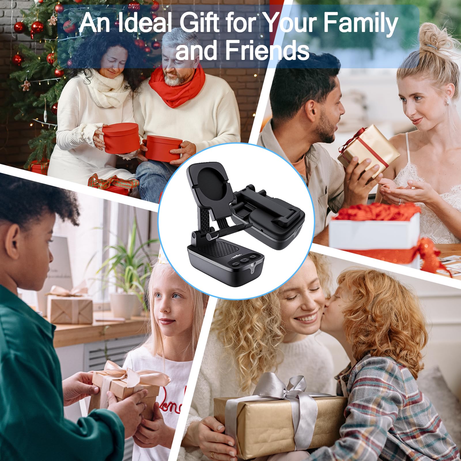 Comiso Gifts For Men Women,Birthday Gifts,Ipx7 Waterproof Cell Phone Stand With Bluetooth Speaker,Anti Slip Design Shower Phone Speaker With Hd Stereo Sound, Compatible For Any Smartphone/Tablet