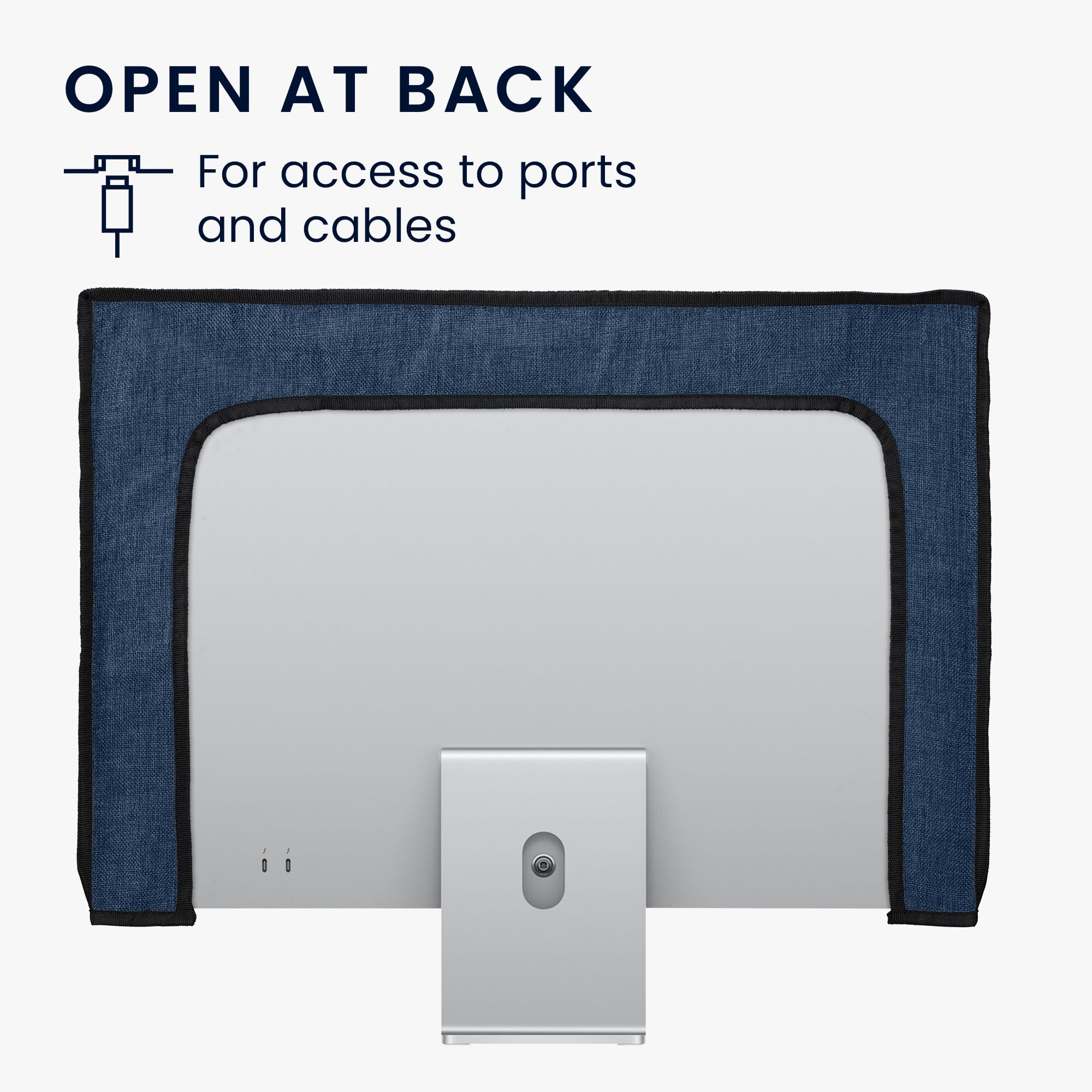 Kwmobile Dust Cover For 31 32'' Monitor   Linen Monitor Display Protector   Protect Your Computer Screen   Blue Grey