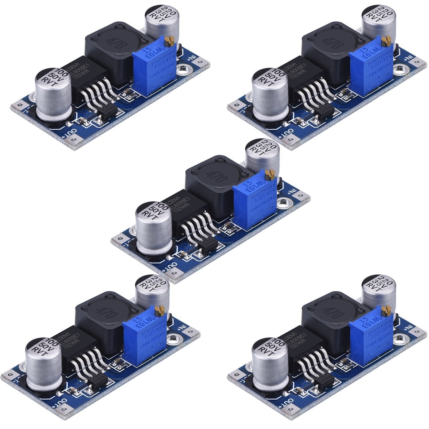 Hiletgo 5Pcs Xl6009 Boost Module Dc Dc Adjustable Module Dc3.0 30V To Dc5 35V Output Voltage Power Converter Circuit Board Modul