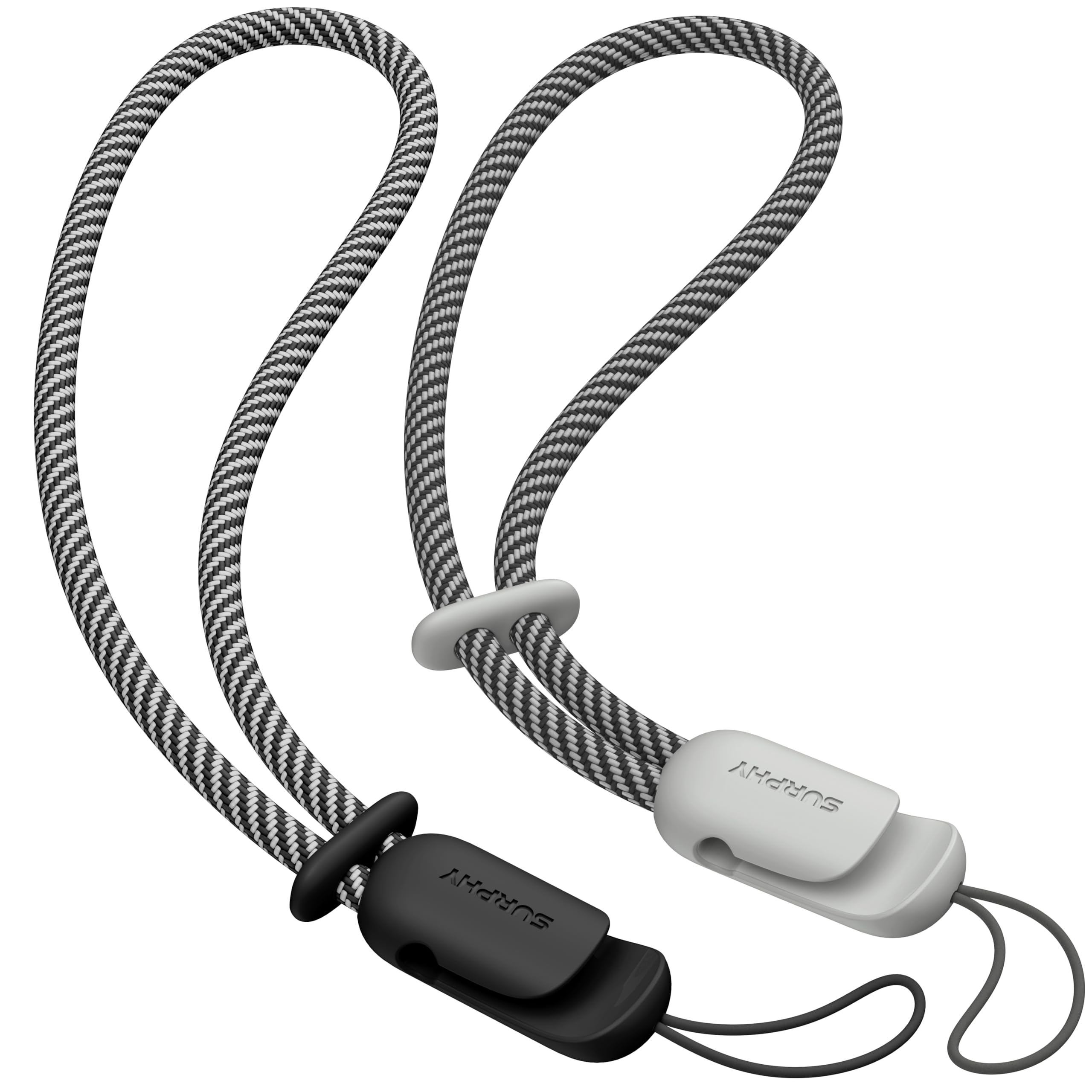 Surphy 2 Pack Lanyard, Phone Strap, Adjustable Phone Lanyard With Two Color Braided, Wrist Strap For Airpods, Camera (Black & Gr