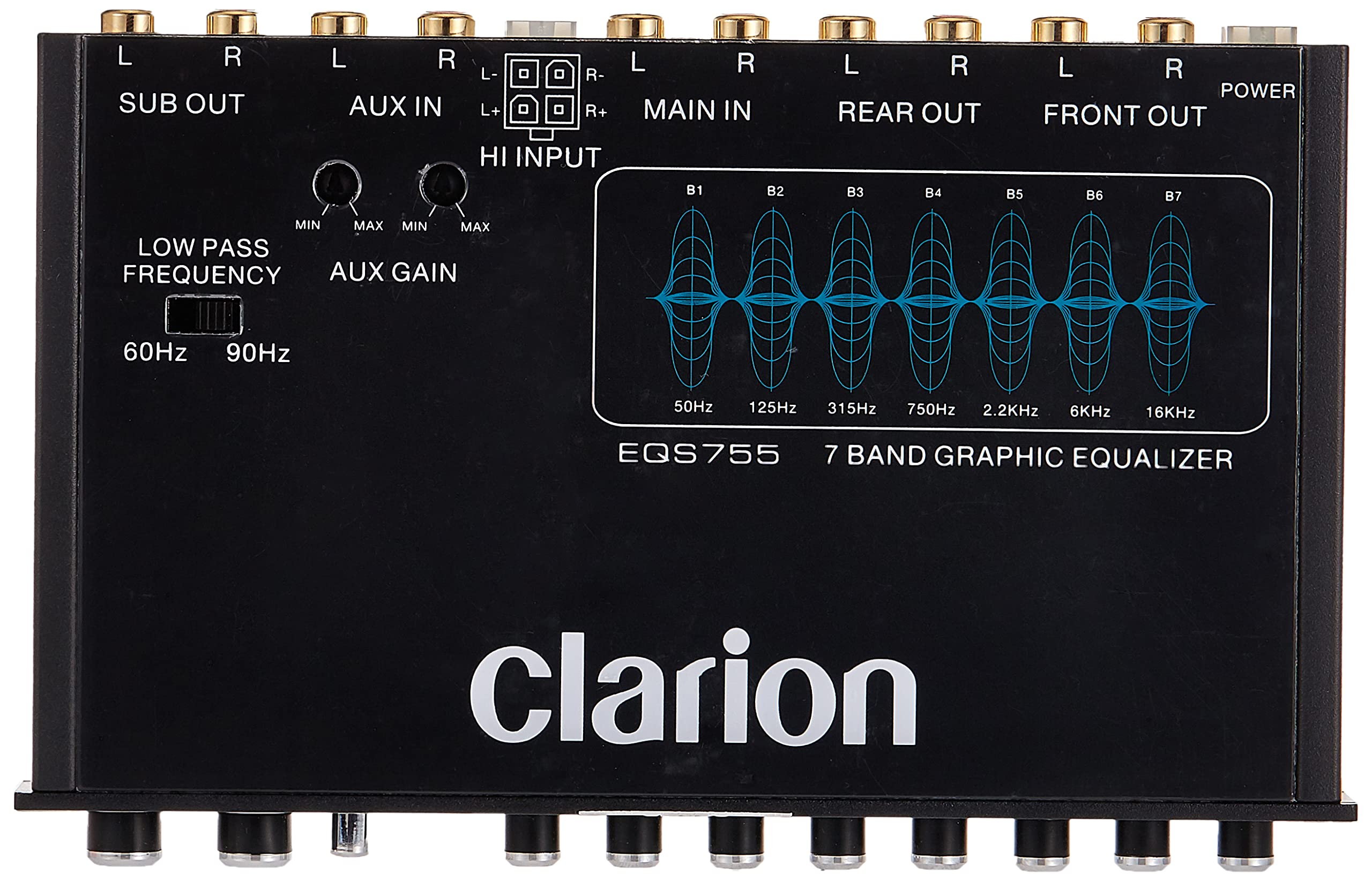 Clarion Eqs755 7 Band Car Audio Graphic Equalizer With Front 3.5Mm Auxiliary Input, Rear Rca Auxiliary Input And High Level Spea