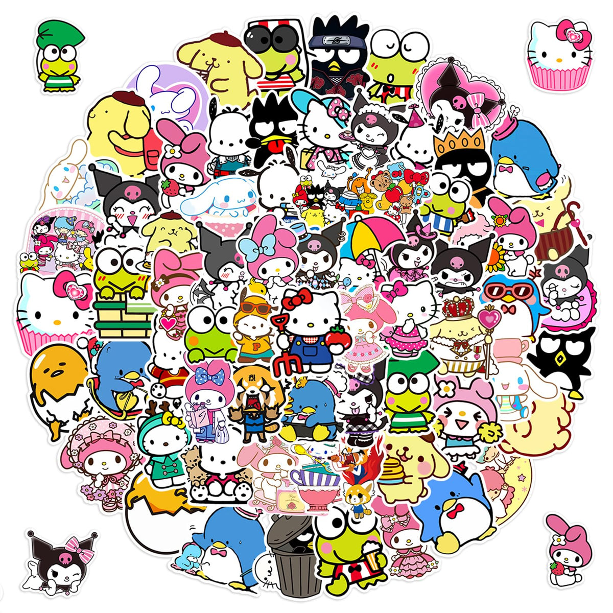 100Pcs Kawaii Sanrio Anime Stickers For Girl Water Bottle, Cute Cartoon Hellokitty Kuromi Mymelody Waterproof Vinyl Decal For Te