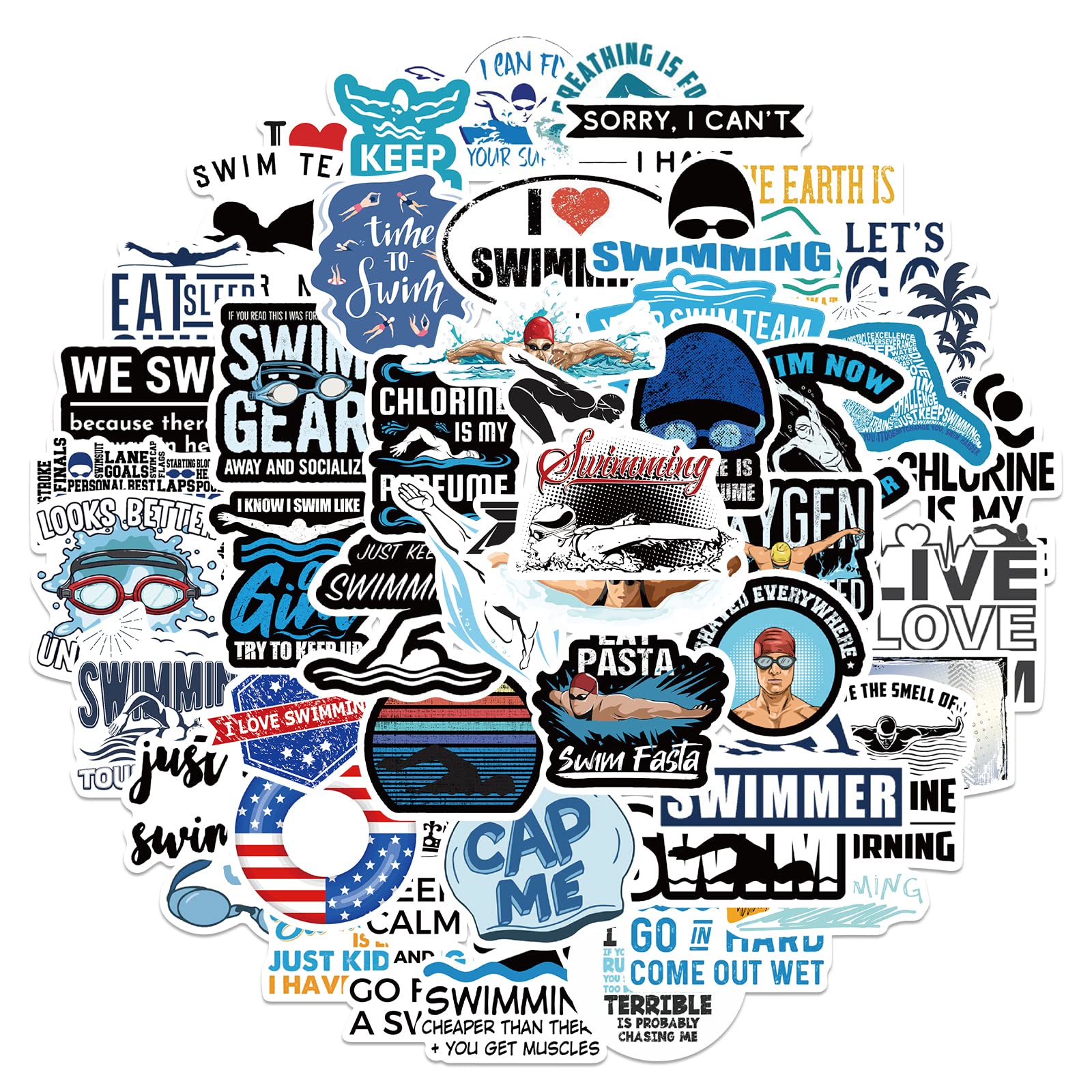 100 Pcs Swimming Stickers,Suitable For Swimmers,Swim Vinyl Aesthetic Stickers For Laptop,Water Bottles,Luggage,Computer,Cellphon