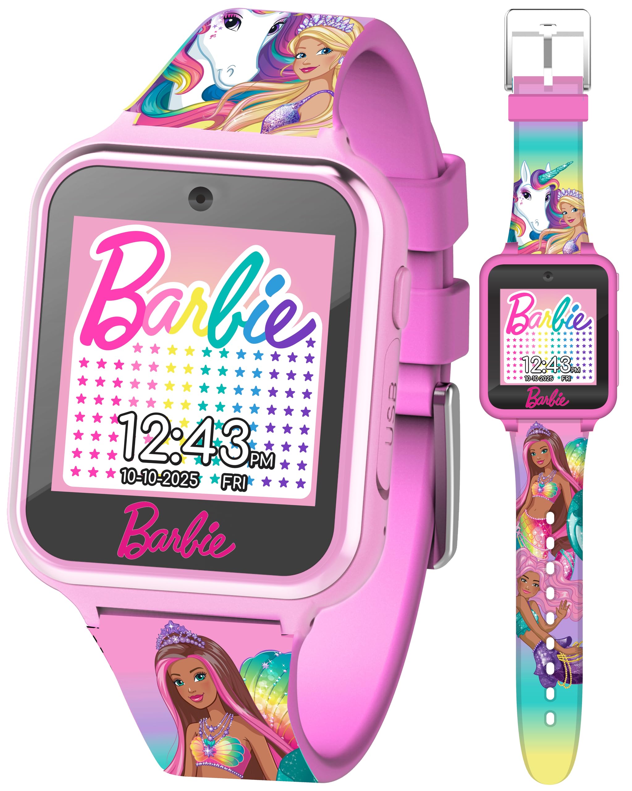 Barbie Kids Smartwatch - Interactive Fun with 10 Watch Faces, Camera, Games, Alarm, Step Tracker & More - Stylish Gift for Girls