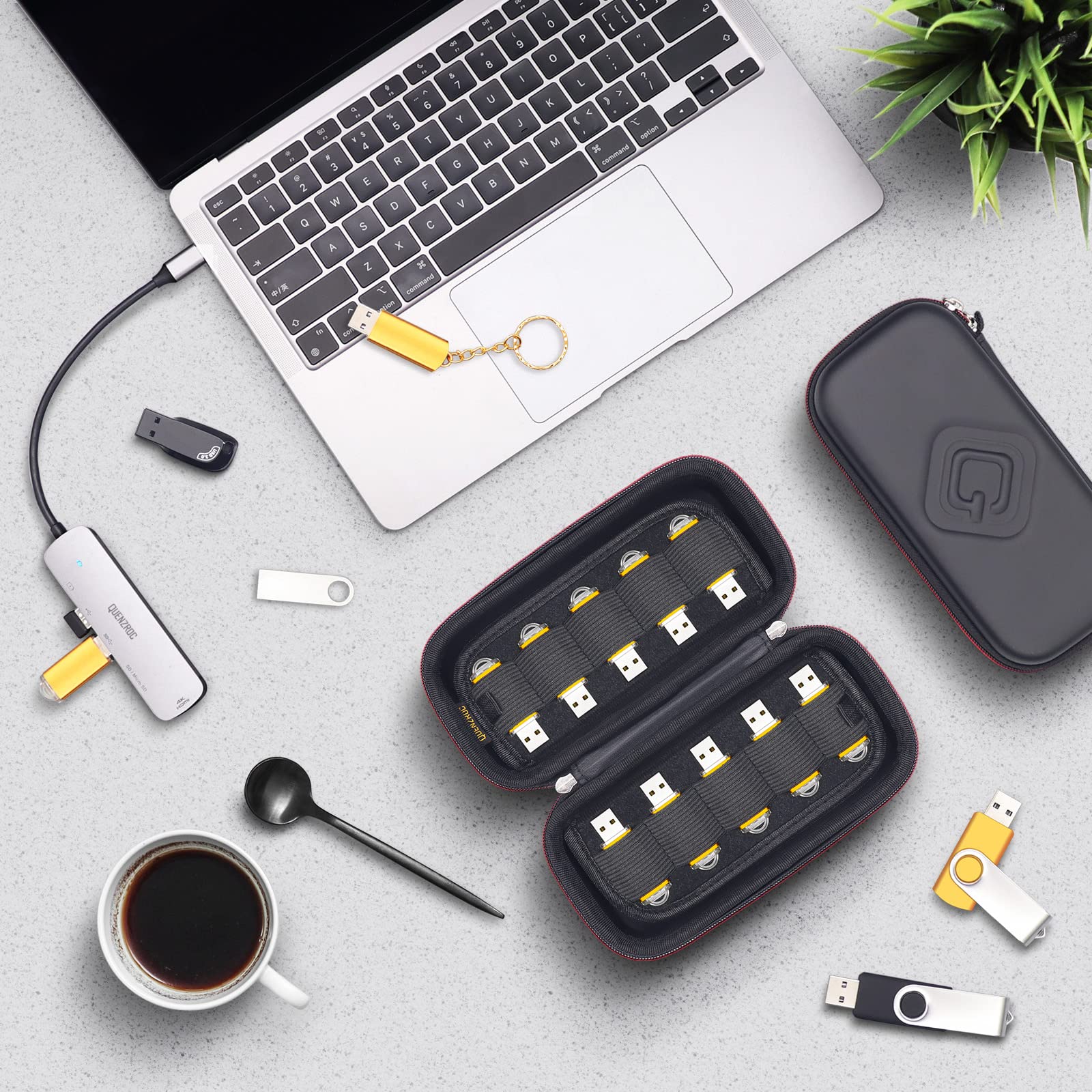 Usb Drive Case Organizer Fits 20 Flash Thumb Drives Quenzroc Usb Sticks Holder Hard Storage Case Portable Box Travel Carrying Po
