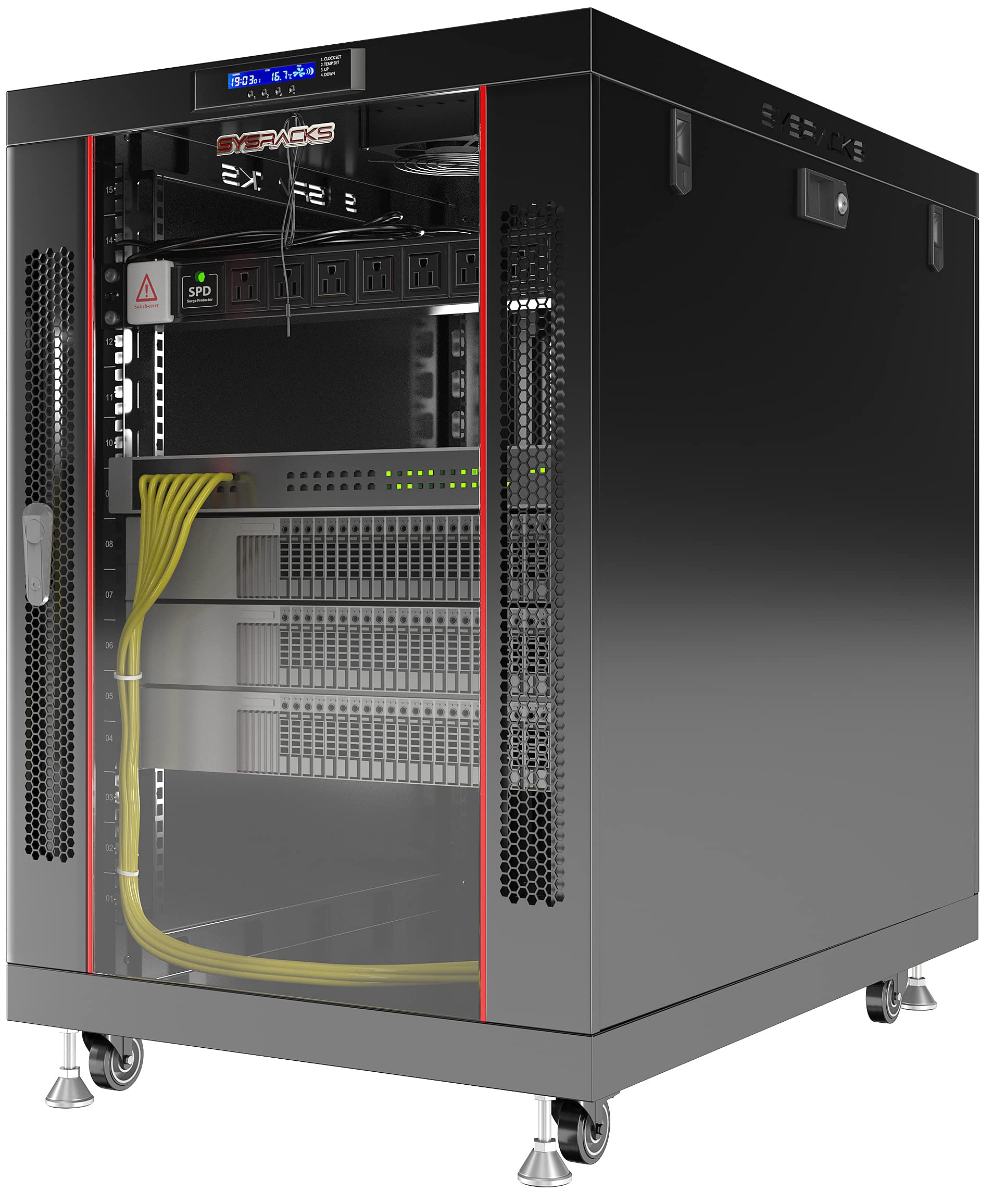Sysracks 15U 35Inch Deep Server Rack Cabinet It Enclosure Premium Series Data It Locking Under Desk Network Rack With Wheels Pdu And Other Accessories