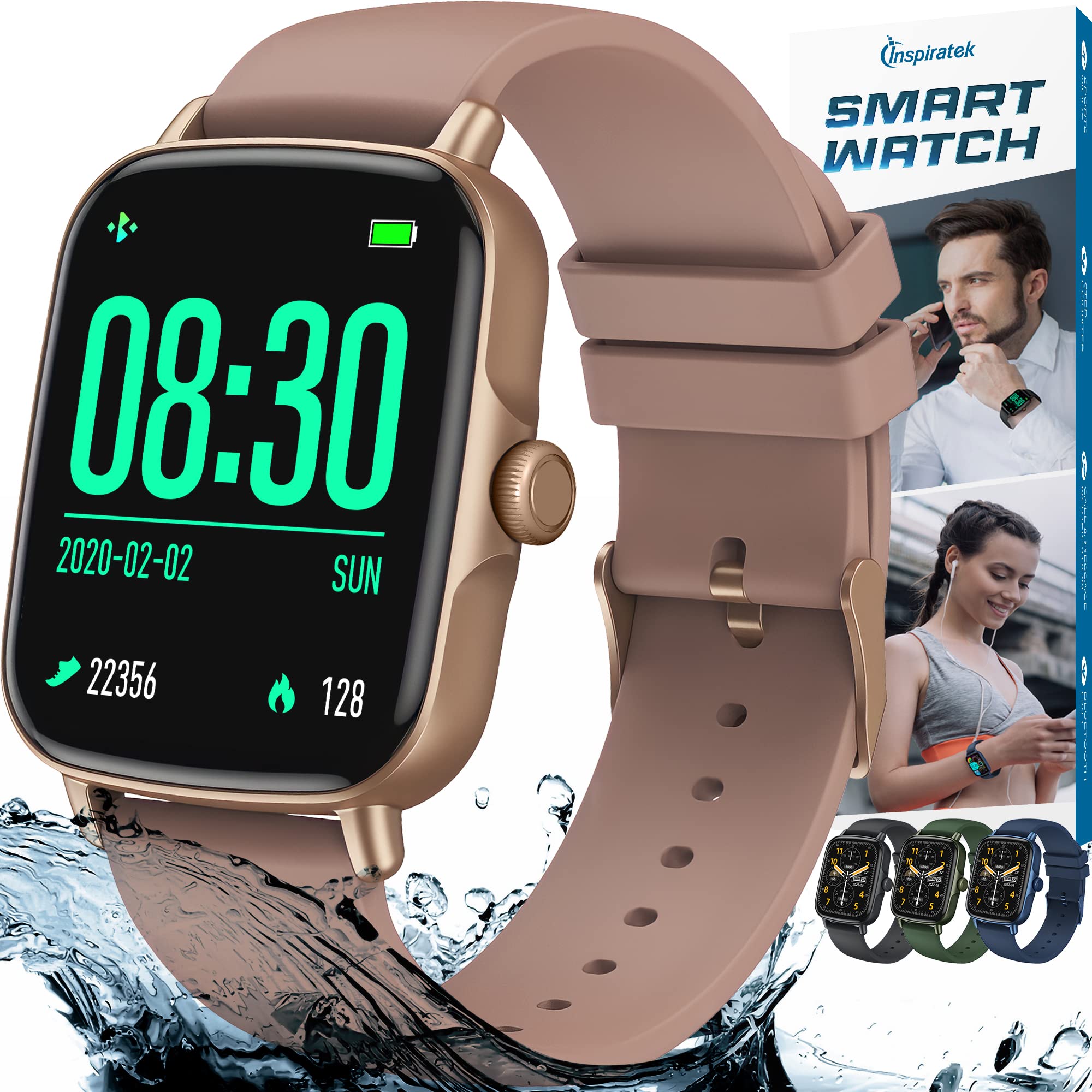Inspiratek Smartwatch For Women - Health Fitness Watch W/Accurate All-Day Sleep, Step & Heart Rate Monitoring - Multi-Function W