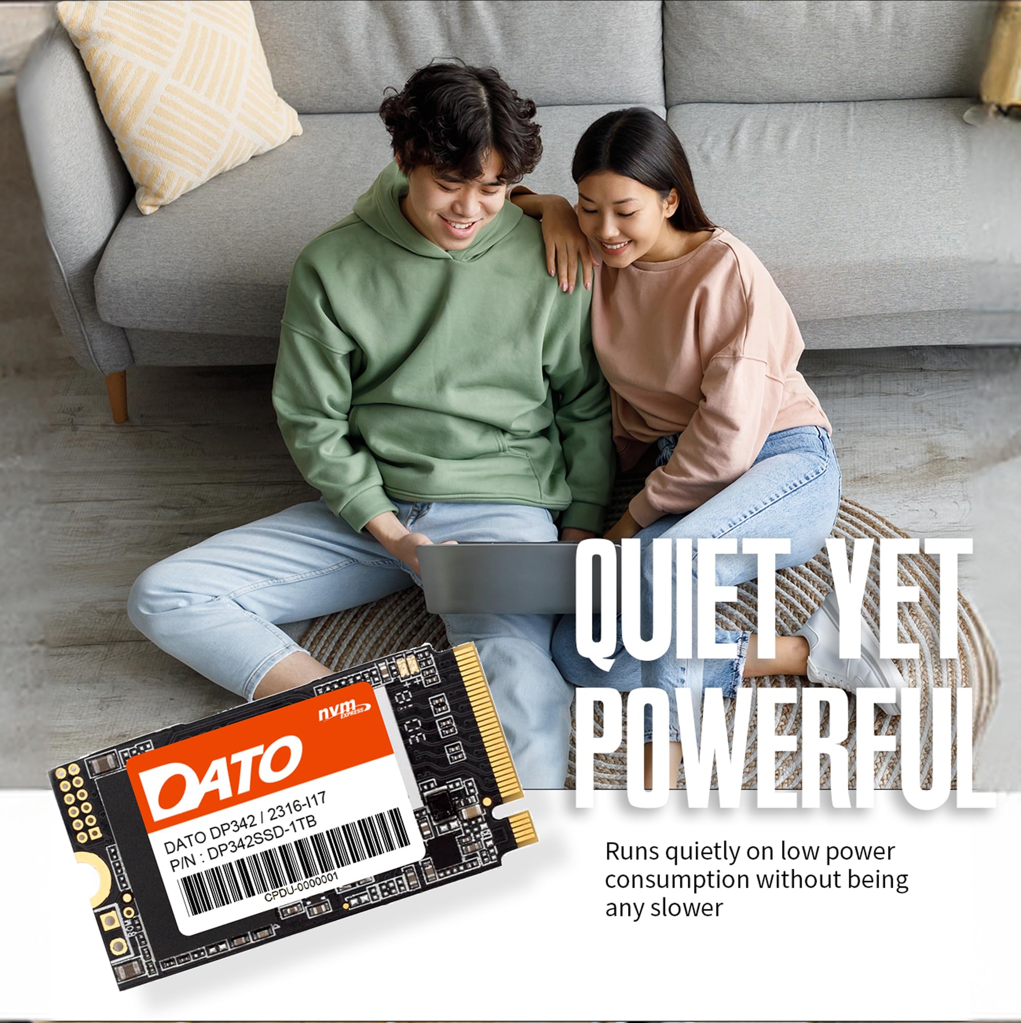 Dato M.2 2242 Ssd 512Gb, Pcie Gen3X4 Nvme 1.3 Internal Solid State Drive, Up To 2500/1800 Mb/S, Dp342 Series