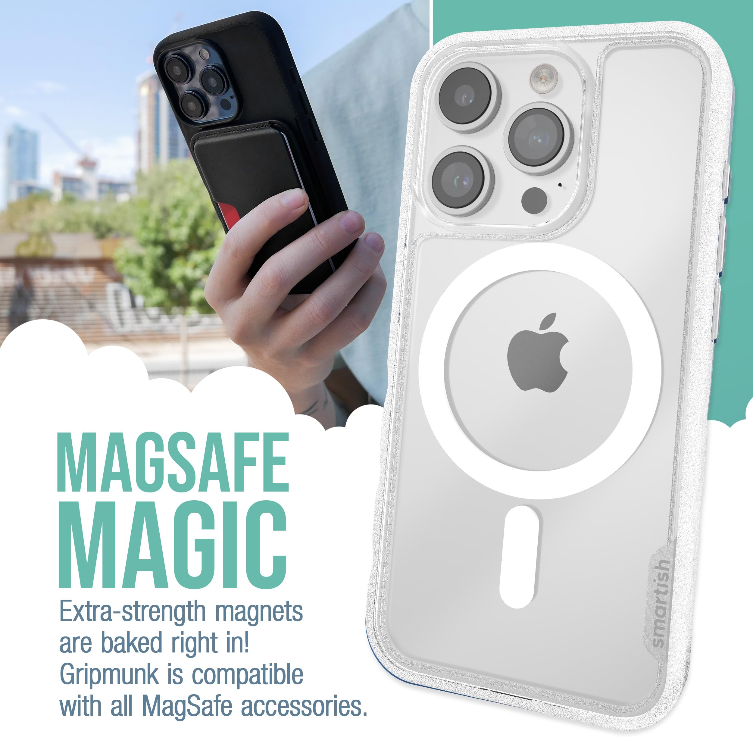 Smartish Iphone 15 Pro Magnetic Case   Gripmunk Compatible With Magsafe [Lightweight + Protective] Slim/Thin Grip Cover For Appl