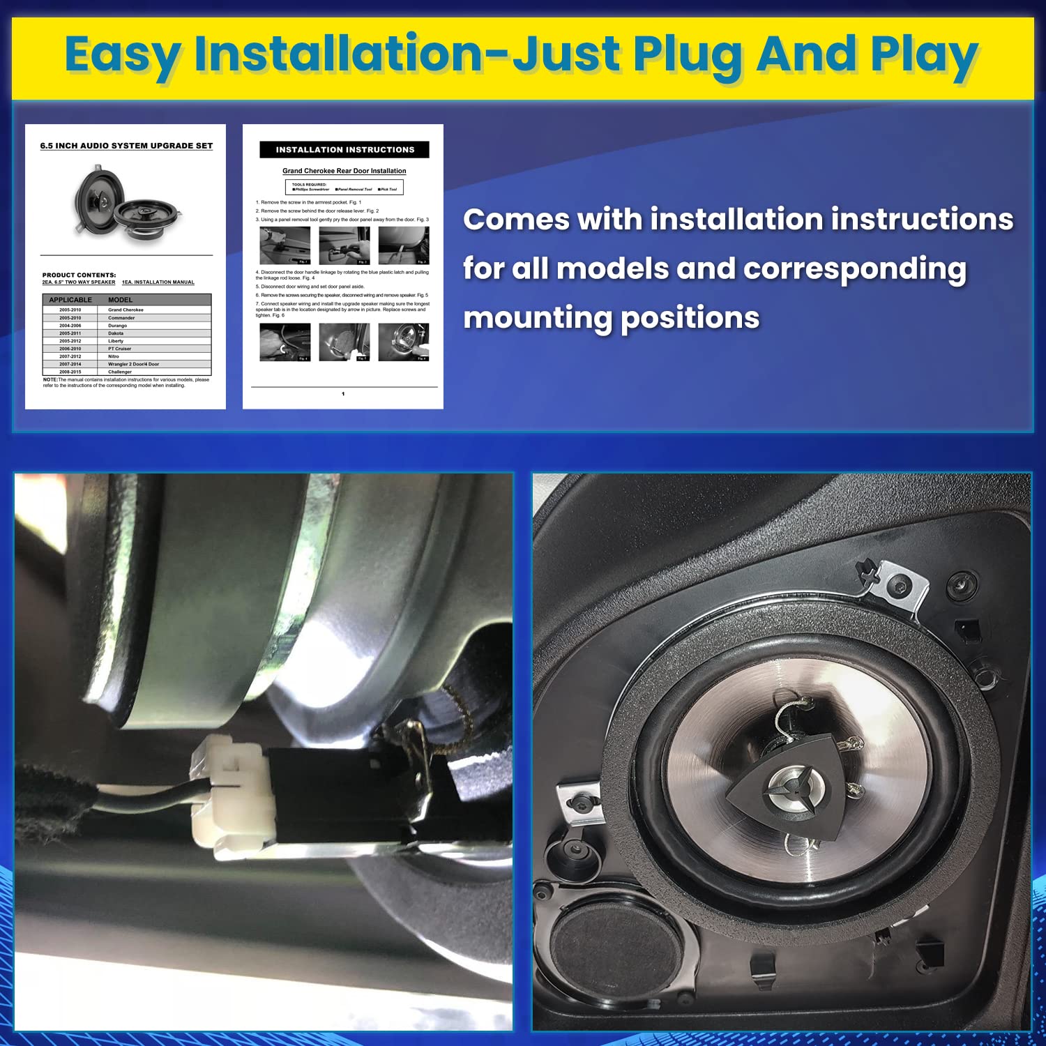 2 Pack Replace For Mopar Kicker Speaker Upgrade For Jeep Wrangler Jk Jku 2007 2018 & Grand Cherokee, Commander, Liberty, Dodge C