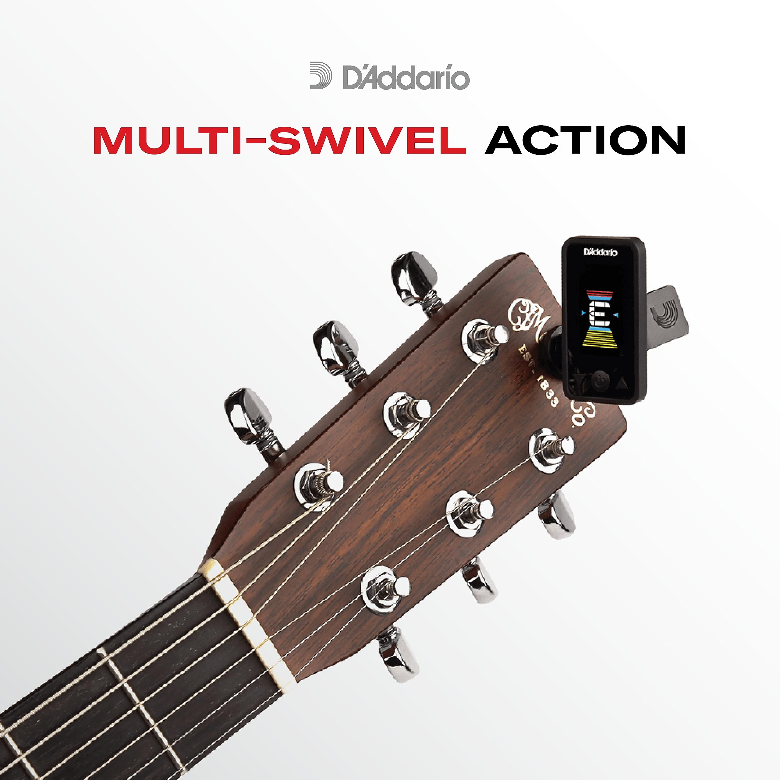 D'Addario Cello Tuner & Bass Tuner   Eclipse Headstock Tuner   Clip On Tuner For Cello Or Bass   Full Color, Vertical Display Wi
