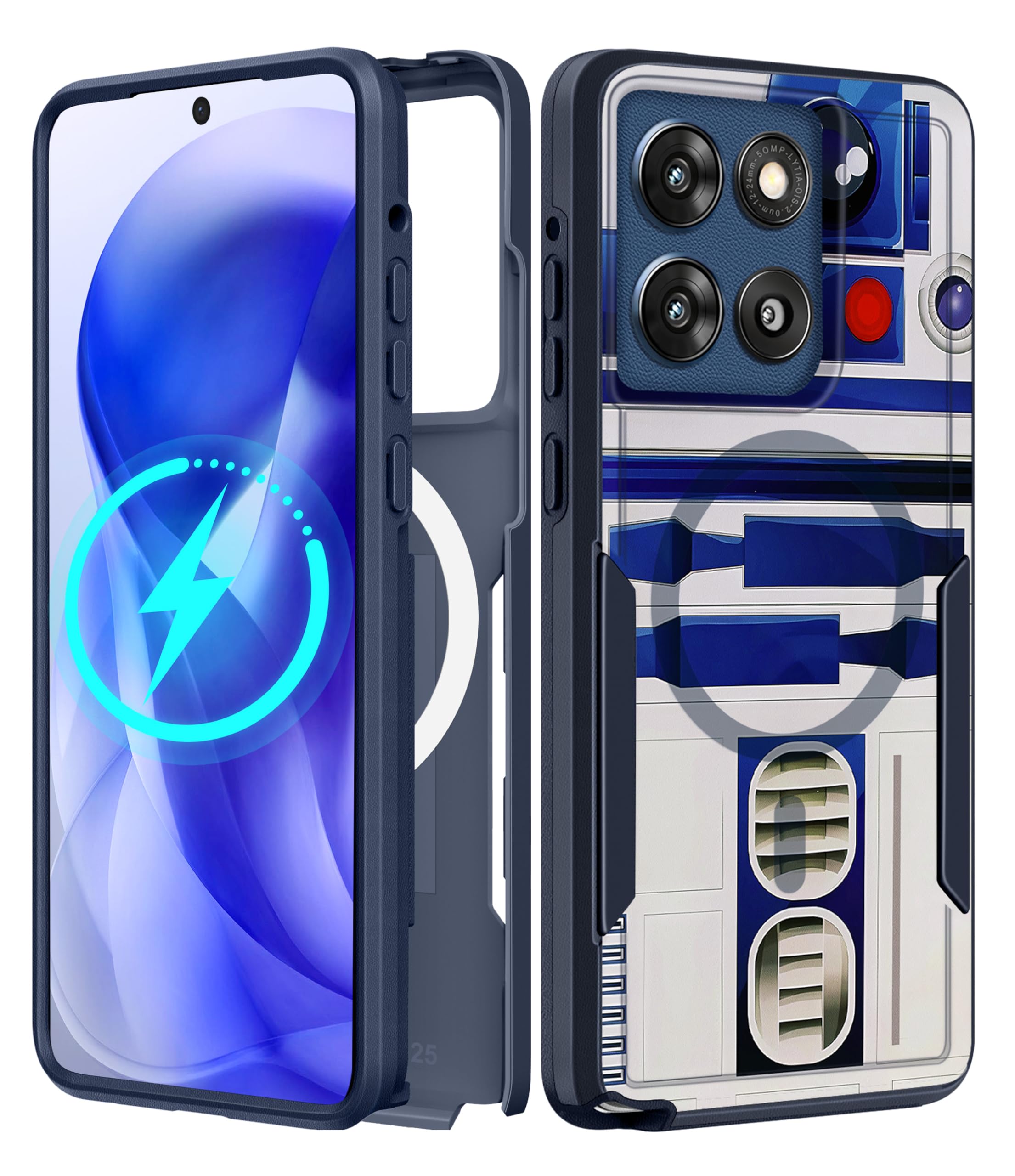LISEVO for Moto G Stylus 2025 Case - Compatible with MagSafe Women Cute Girls Boys Magnetic Phone Cover Cool Blue Unique Heavy D