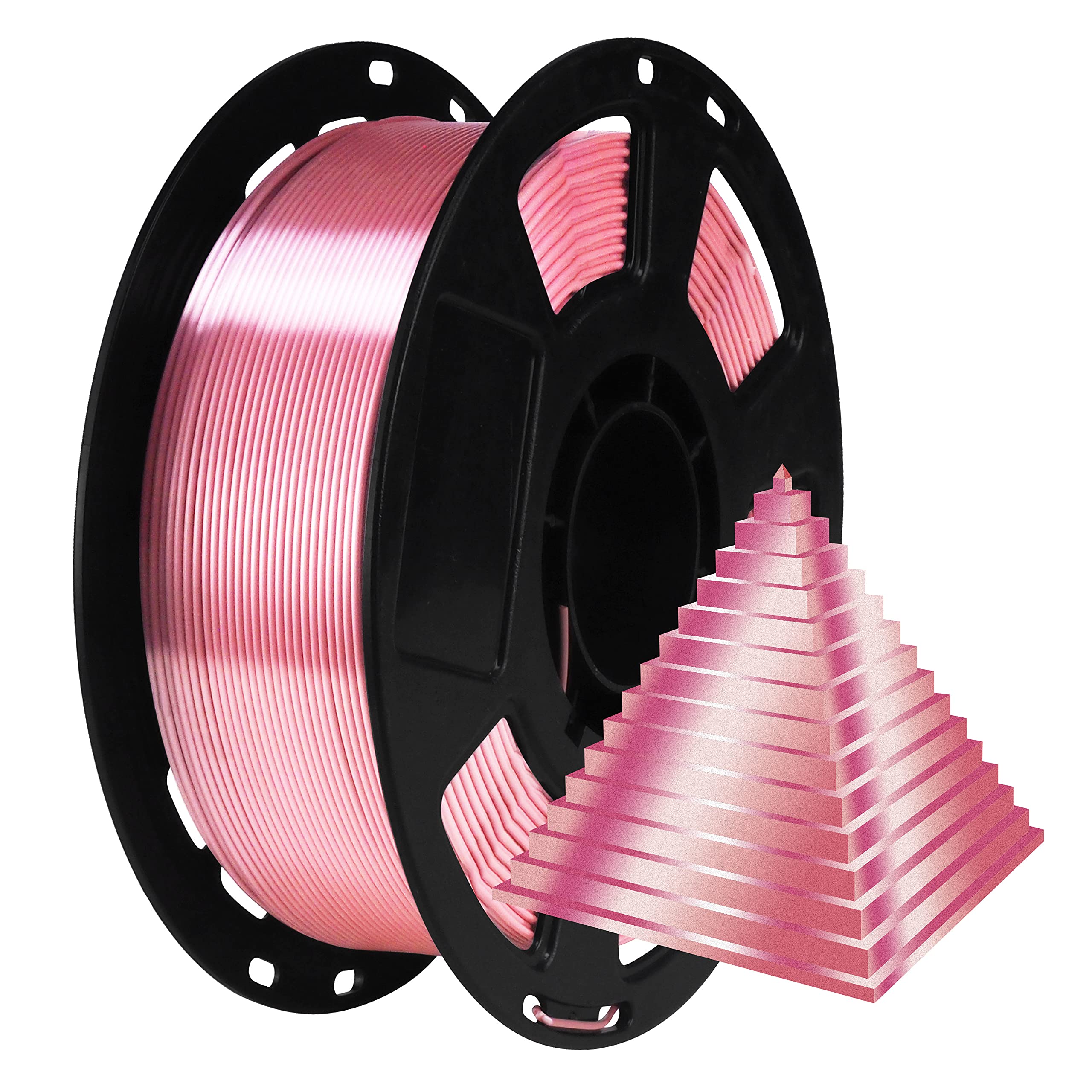 1.75mm Silk Rose Gold PLA Pink Pearlescent Shining 3D Printing Material, 1kg 2.2lbs 3D Plastic Material, Widely Support for FDM 