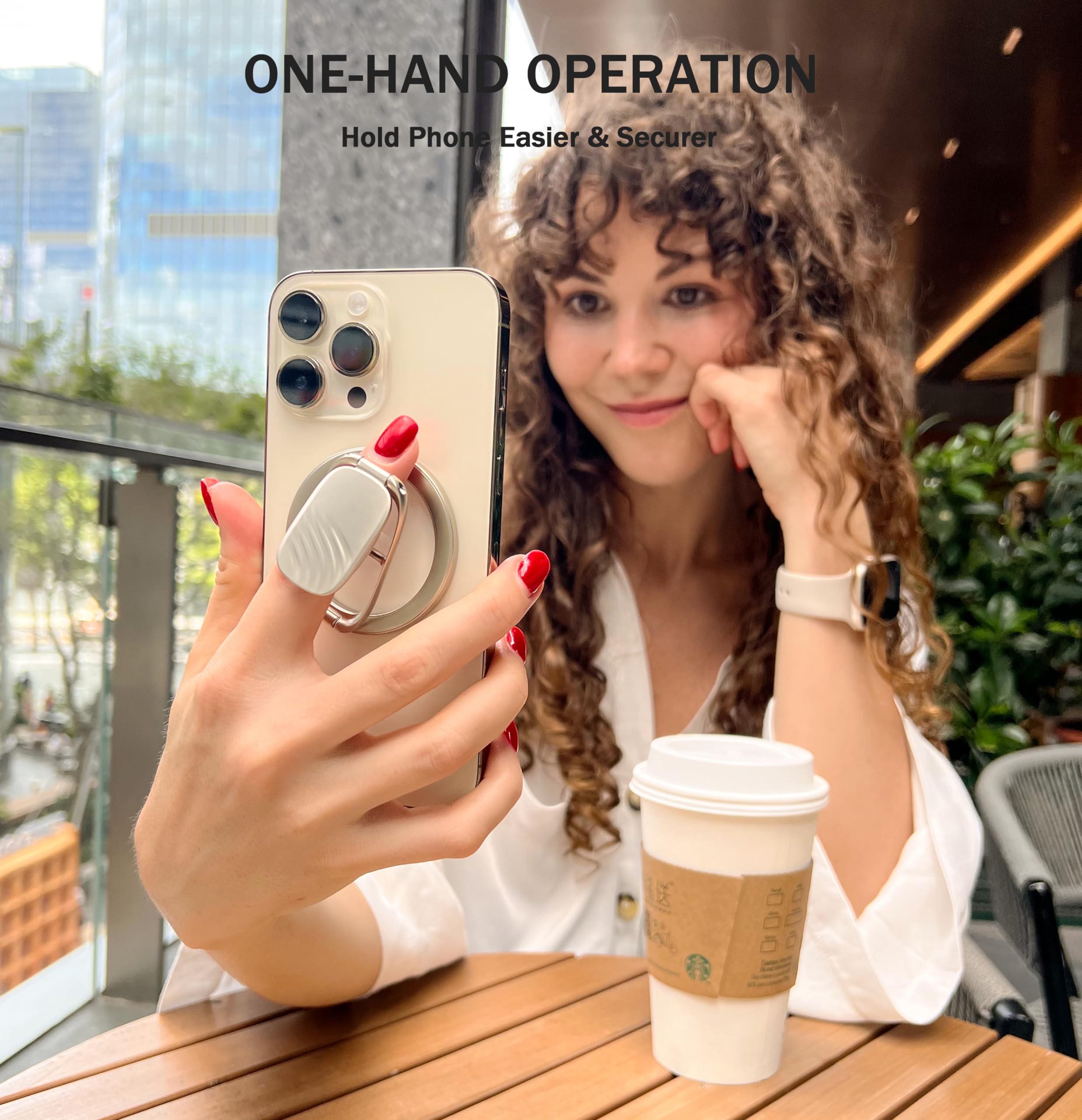 Allengel For Magsafe Phone Ring Grip Holder, Magnetic Adjustable Finger Kickstand, Compatible With Magsafe Phone Grip For Iphone