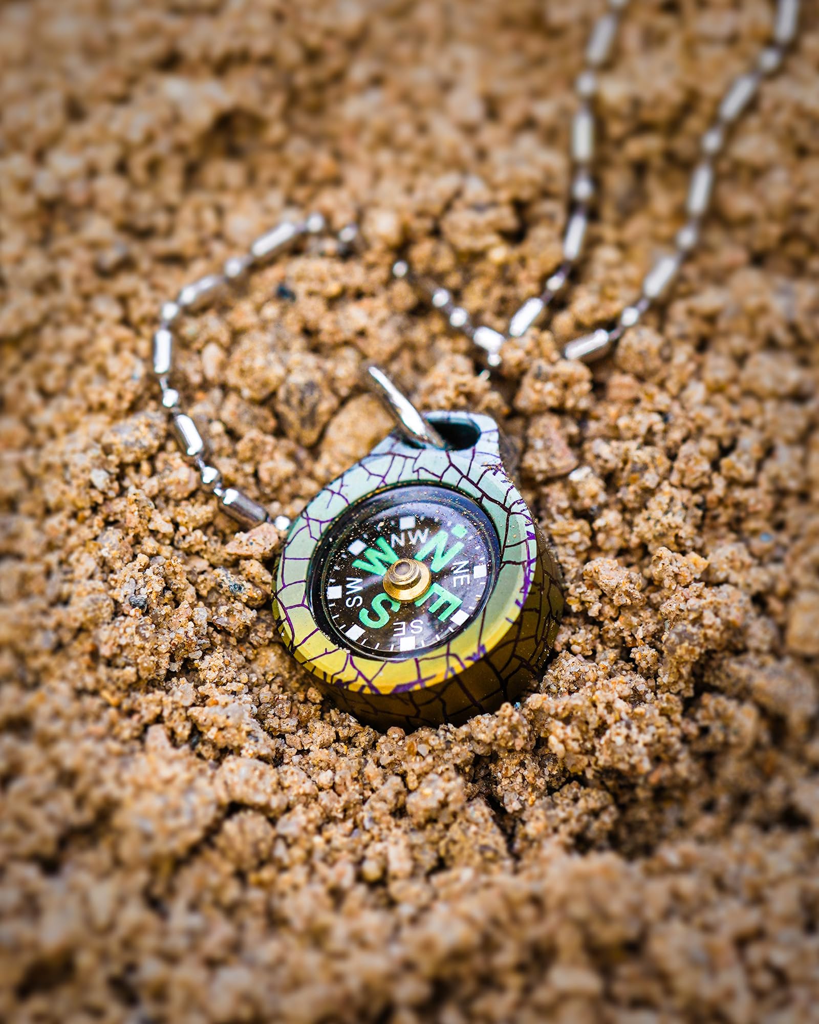 Mecarmy Cmp Titanium Ice Crackle Mini Compass, Pocket Compass Hiking Survival, Small Ipx5 Waterproof, Glow In The Dark, Compact,